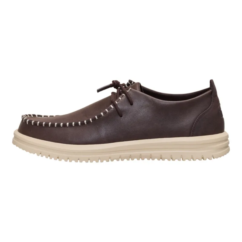 Wally NXT Moc Leather - Mole Brown/Wood Ash sold by Hey Dude