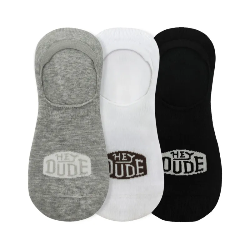 HEYDUDE No Show Sock 3 Pack - Multi Grey/White/Black sold by Hey Dude