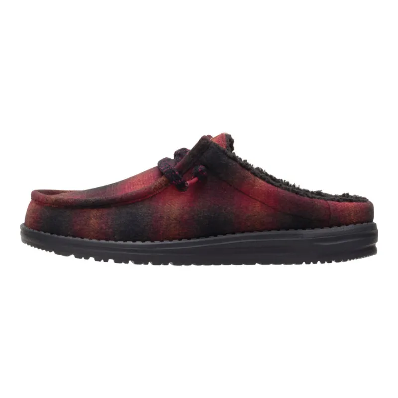Wally Slip Cozy Plaid - Red Plaid/Black sold by Hey Dude