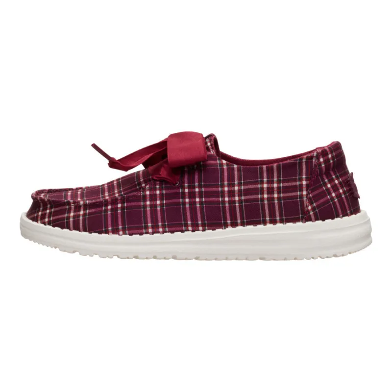 Wendy Holiday Bow - Red Plaid/Burgundy sold by Hey Dude