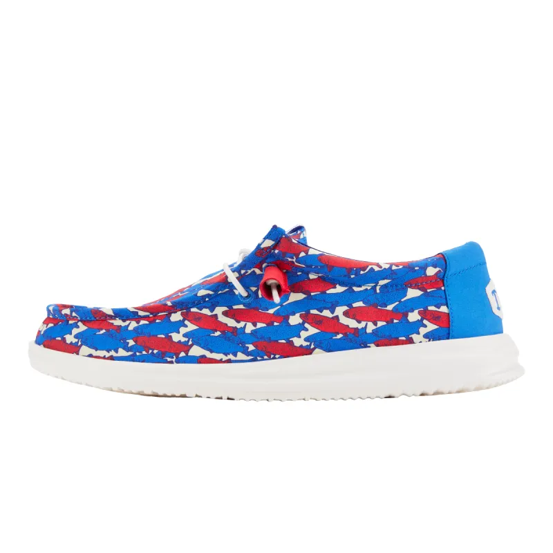 Wally H2O Fish Camo - White/Blue/Red sold by Hey Dude