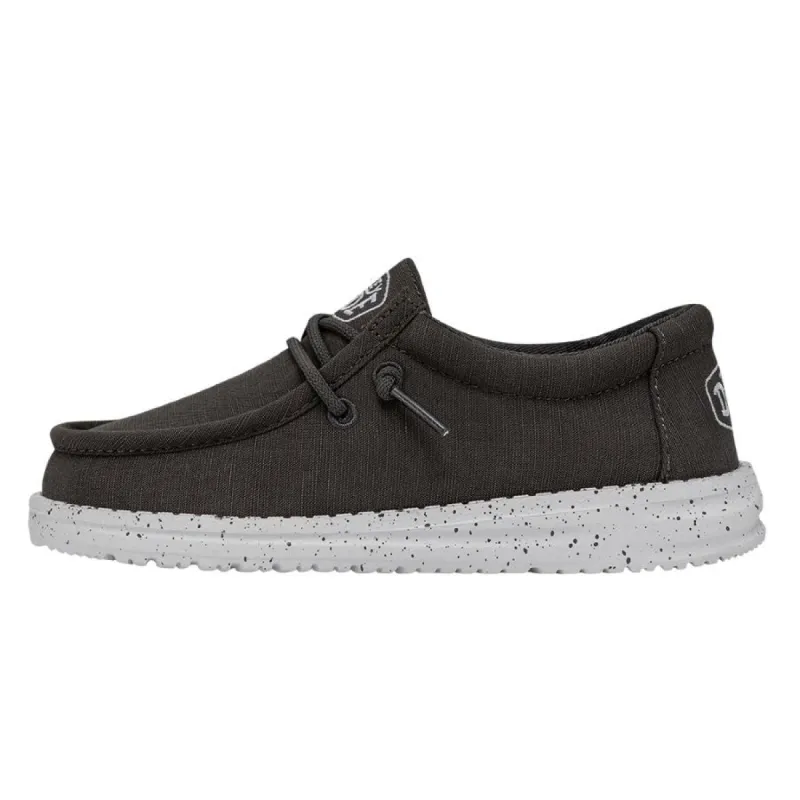 Wally Youth Slub Canvas - Dark Grey sold by Hey Dude
