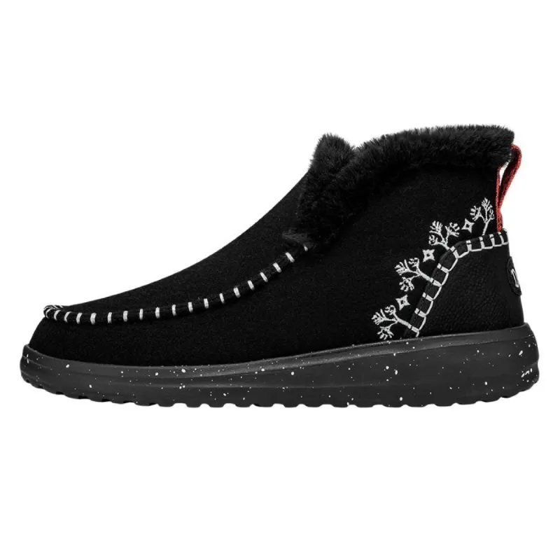 Denny Wool Faux Shearling Boot - Black made by Hey Dude