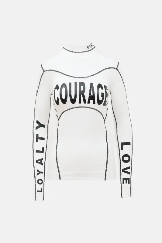 Printed Mock Neck Top sold by VSP Consignment