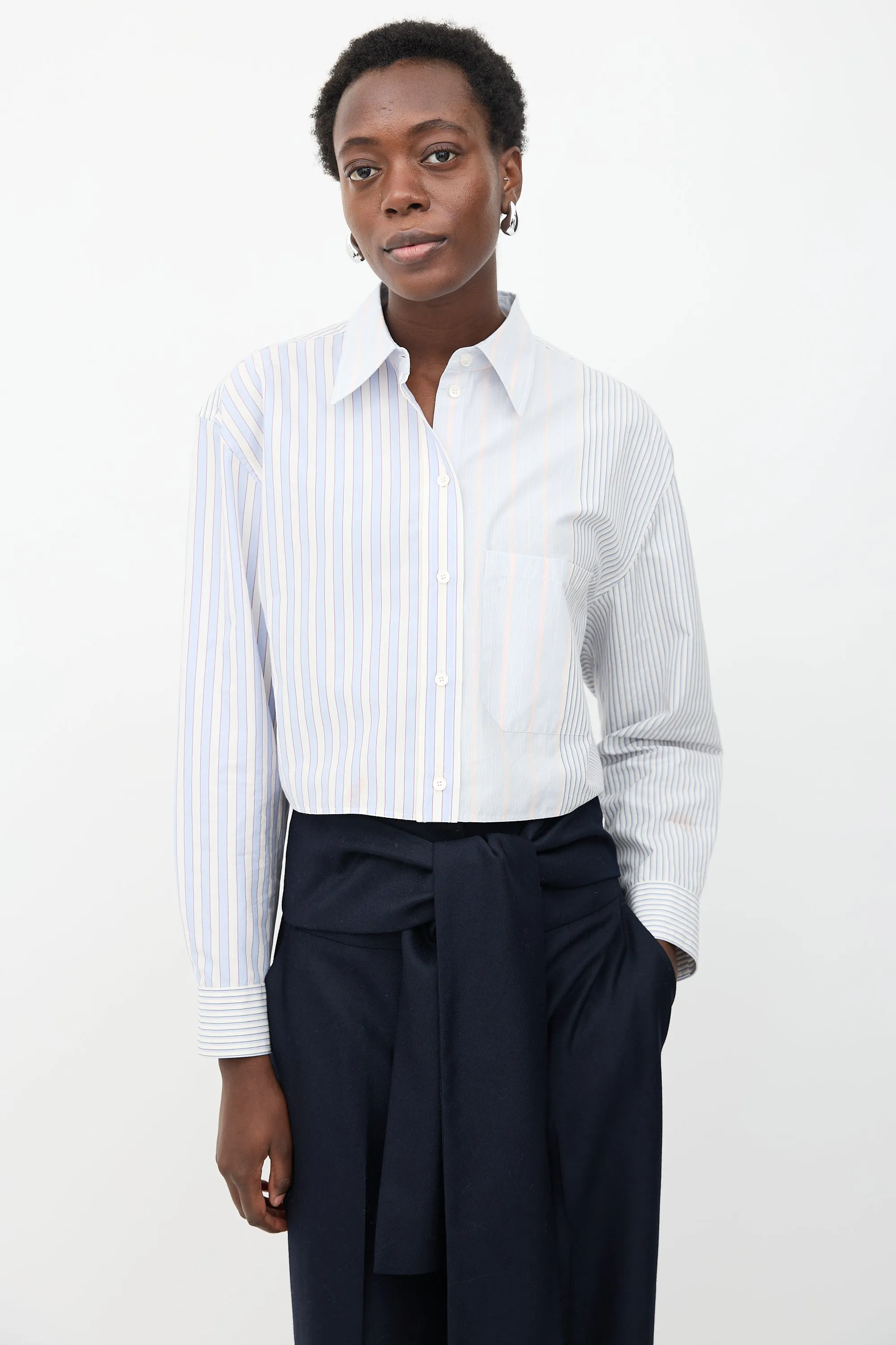 Multi-Stripe Cropped Shirt sold by VSP Consignment