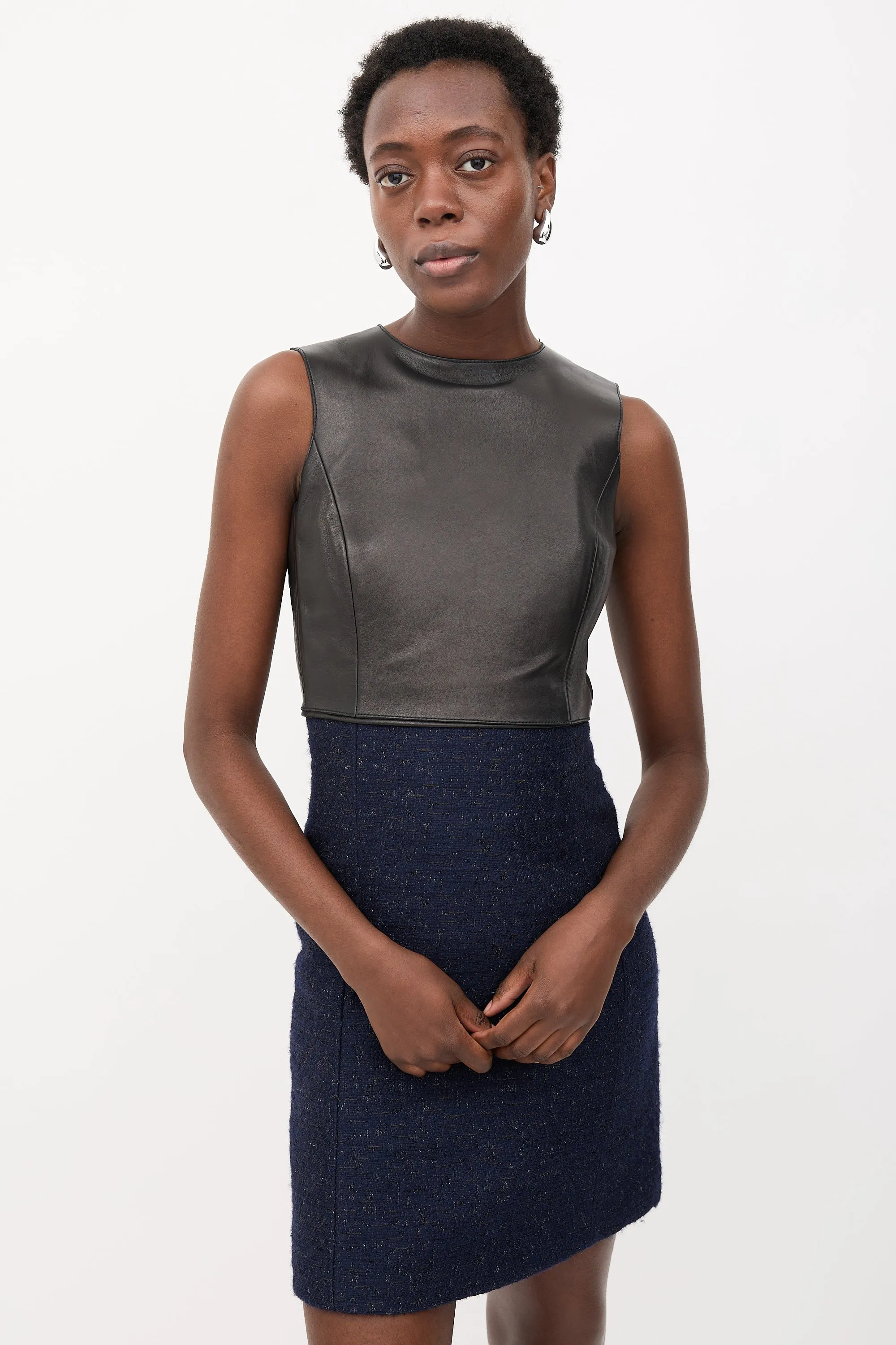 Leather & Tweed Sheath Dress sold by VSP Consignment product image thumbnail 5