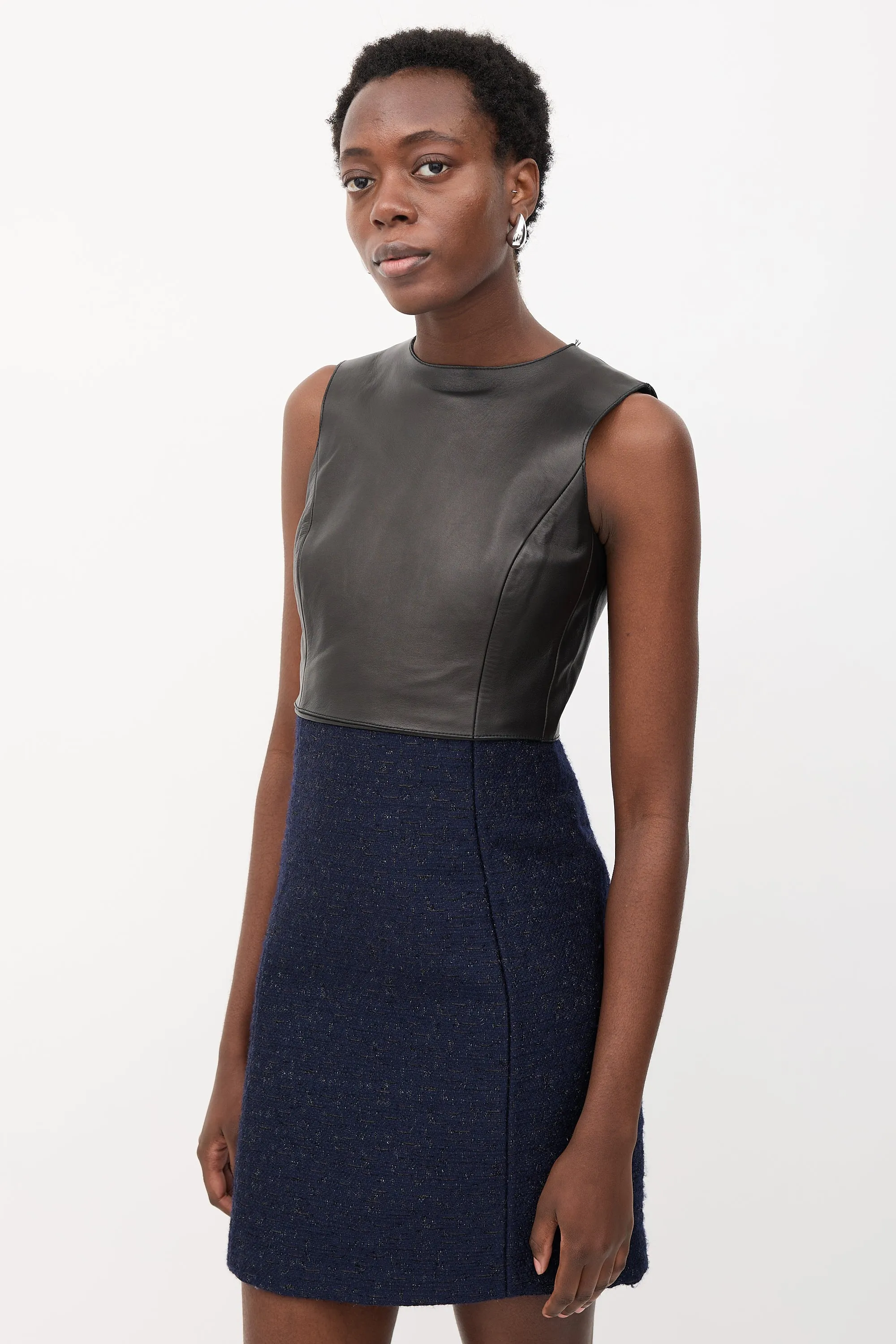 Leather & Tweed Sheath Dress sold by VSP Consignment product image thumbnail 3