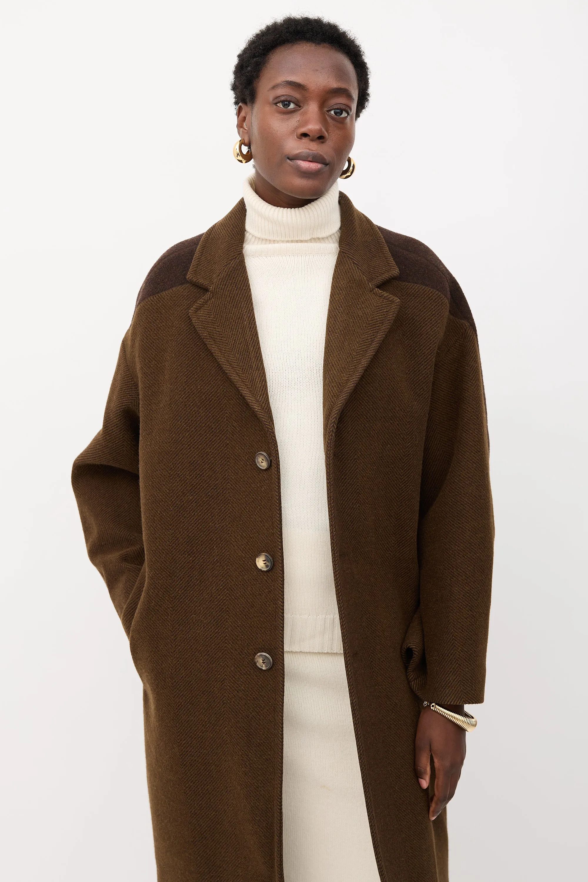 FW 2018 Wool Two Tone Coat sold by VSP Consignment product image thumbnail 5