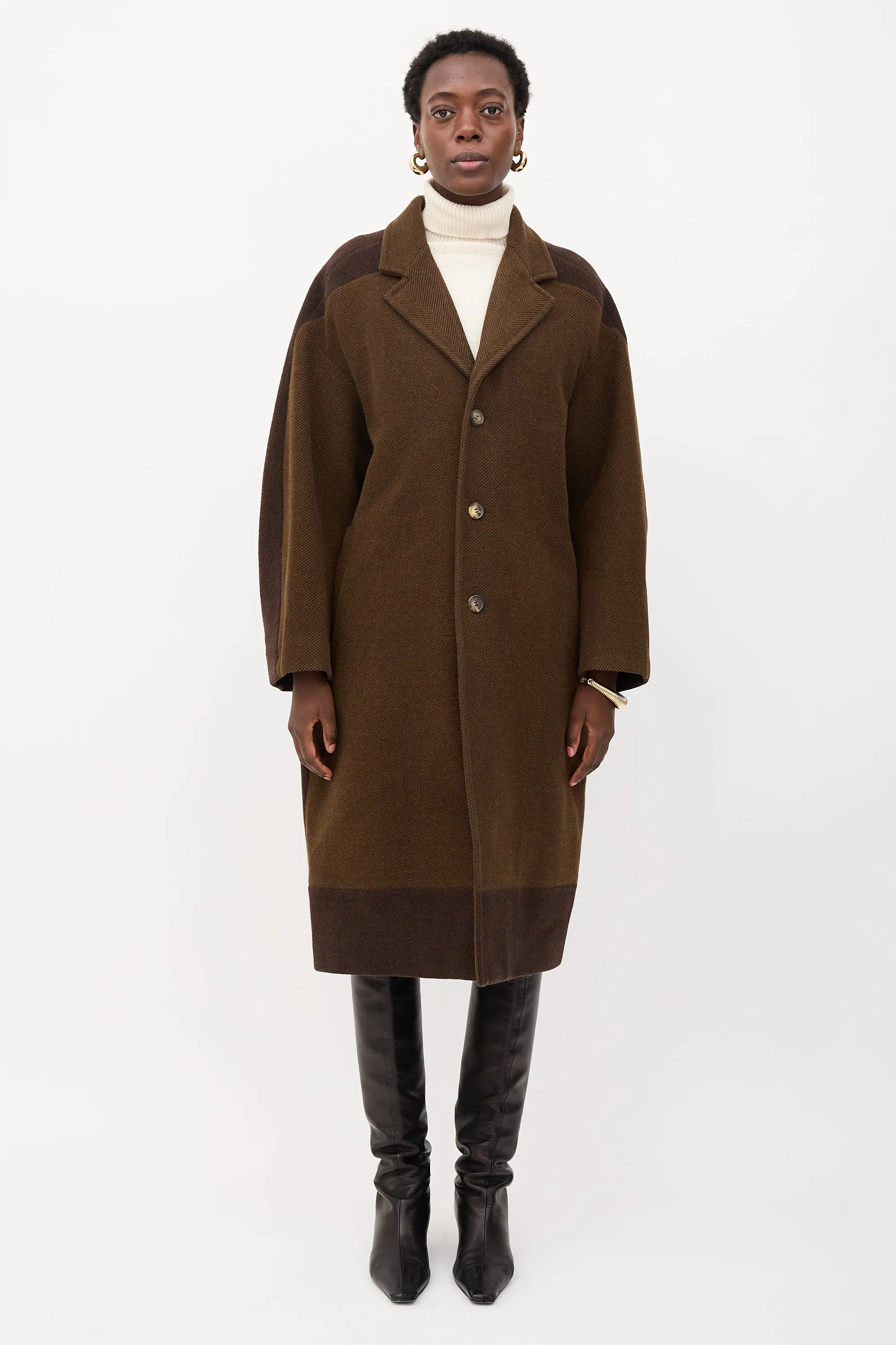 FW 2018 Wool Two Tone Coat sold by VSP Consignment product image thumbnail 2