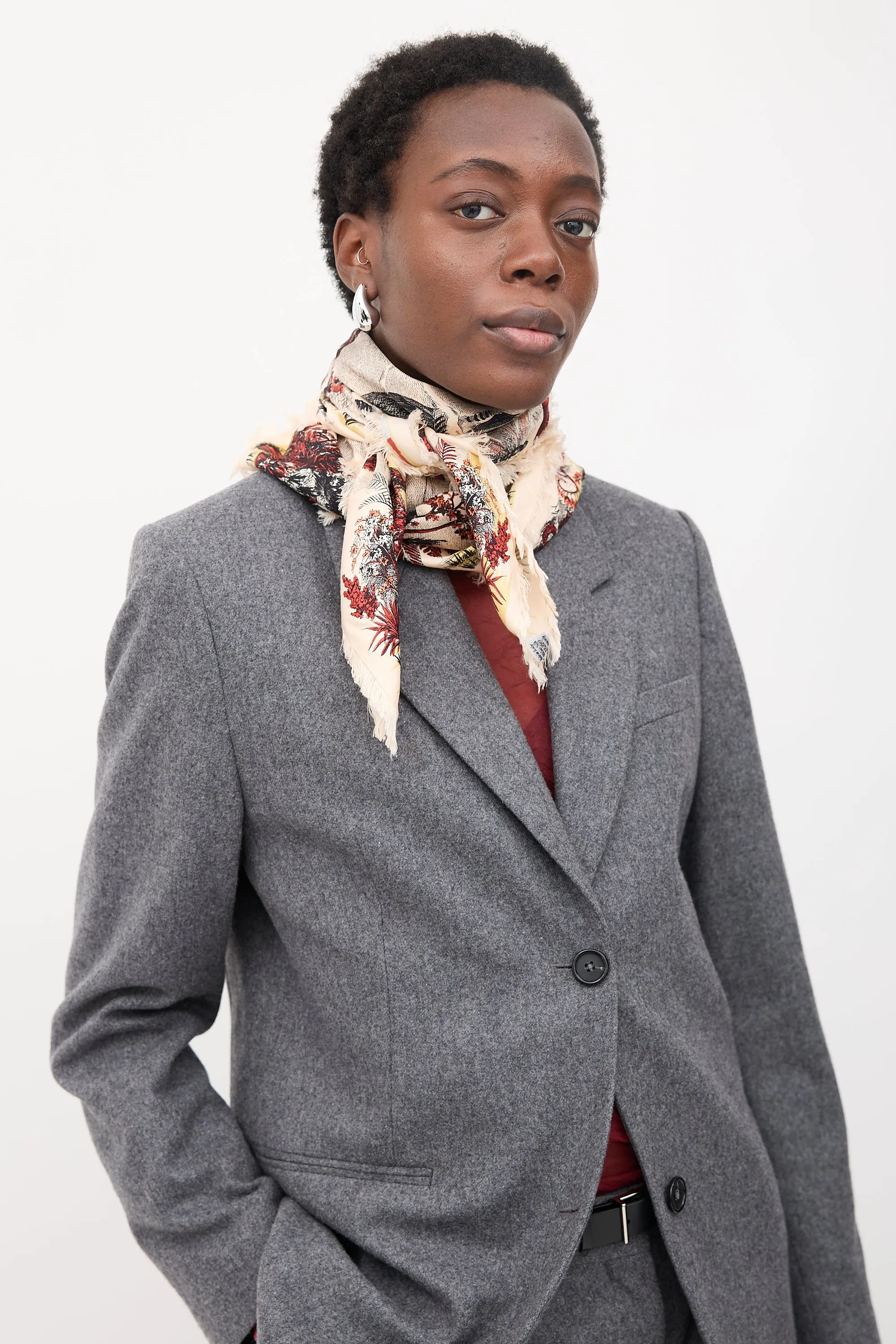 Silk Tropical Print Scarf sold by VSP Consignment