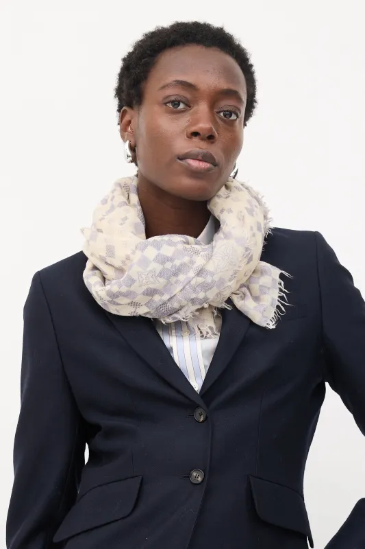 Cashmere Damier Azur Scarf made by Louis Vuitton