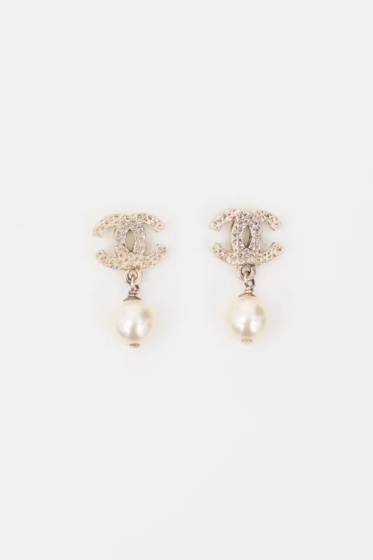 2011 Faux Pearl CC Earrings made by Chanel