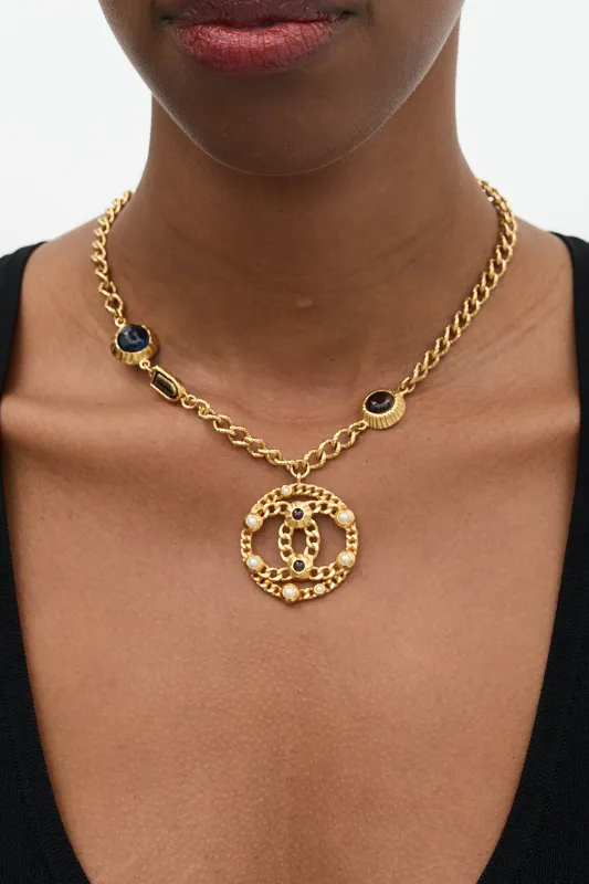 FW 2018 Gemstone CC Pendant Necklace sold by VSP Consignment