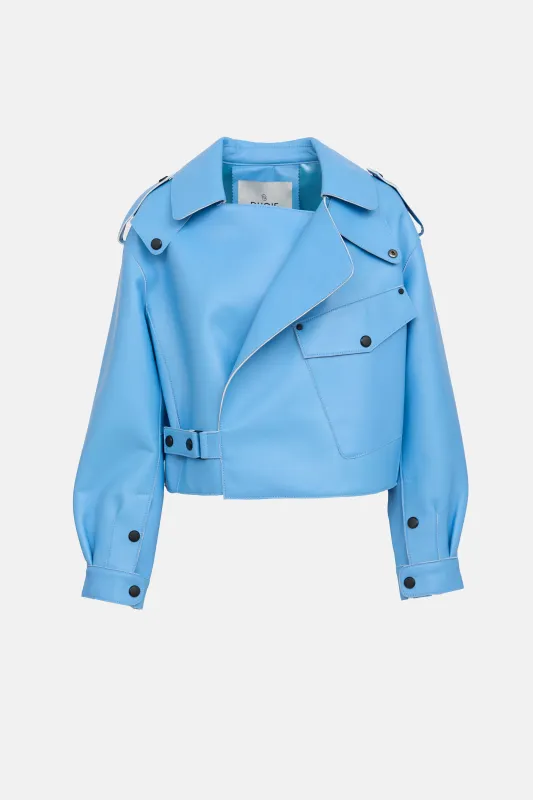 Leather Cropped Moto Jacket sold by VSP Consignment