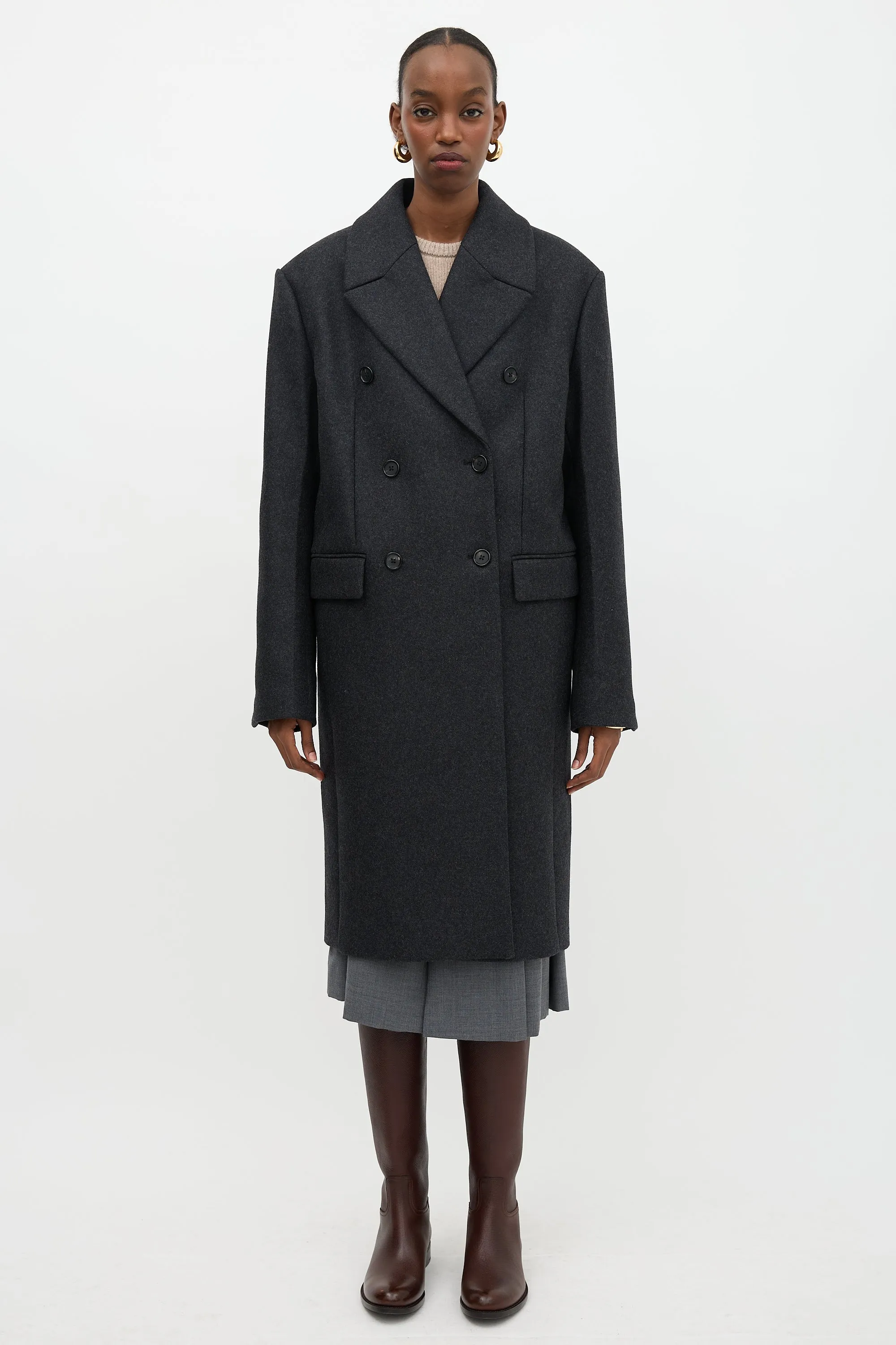 Wool Broad Midi Coat sold by VSP Consignment product image thumbnail 2