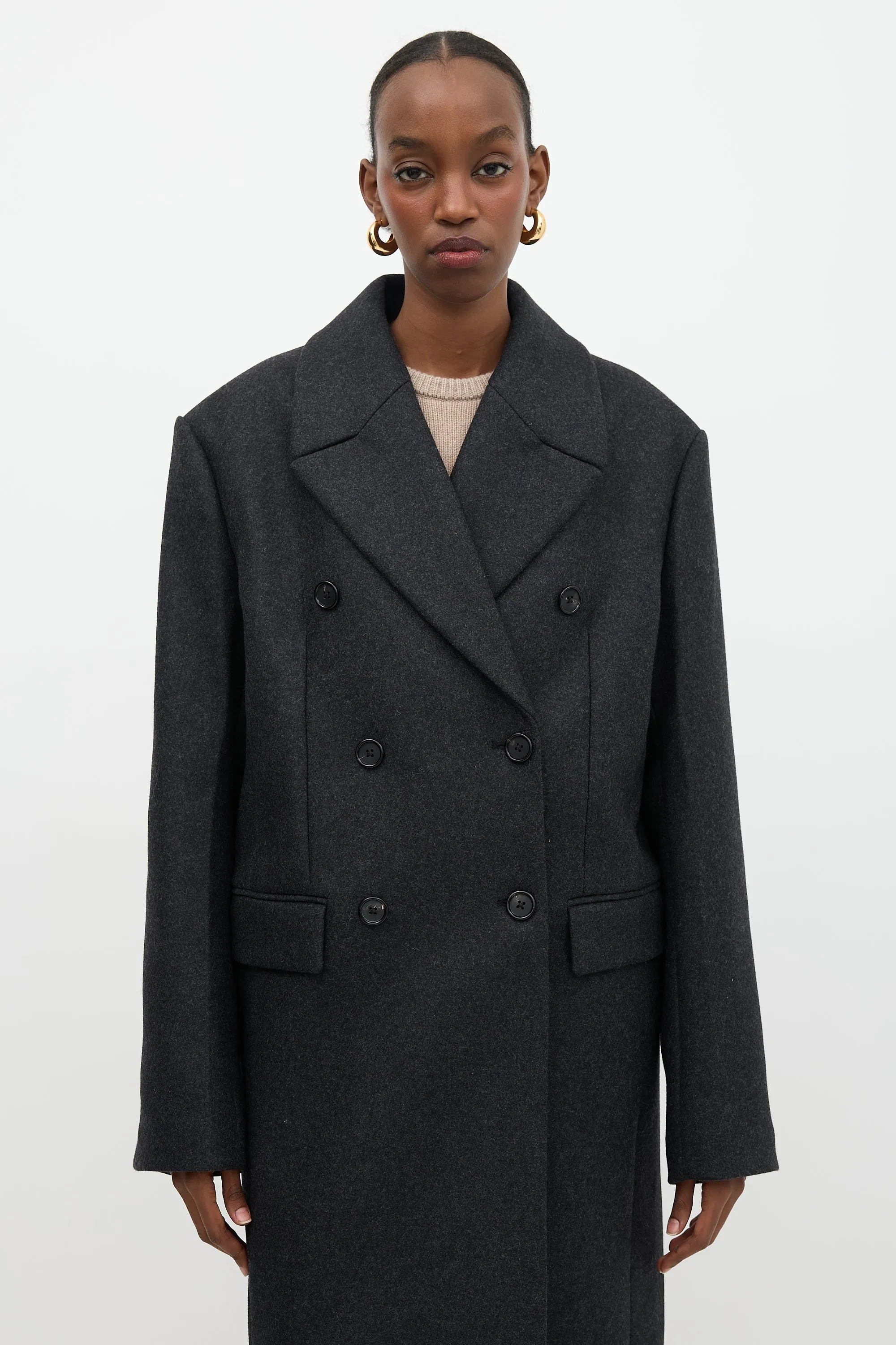 Wool Broad Midi Coat sold by VSP Consignment product image thumbnail 5