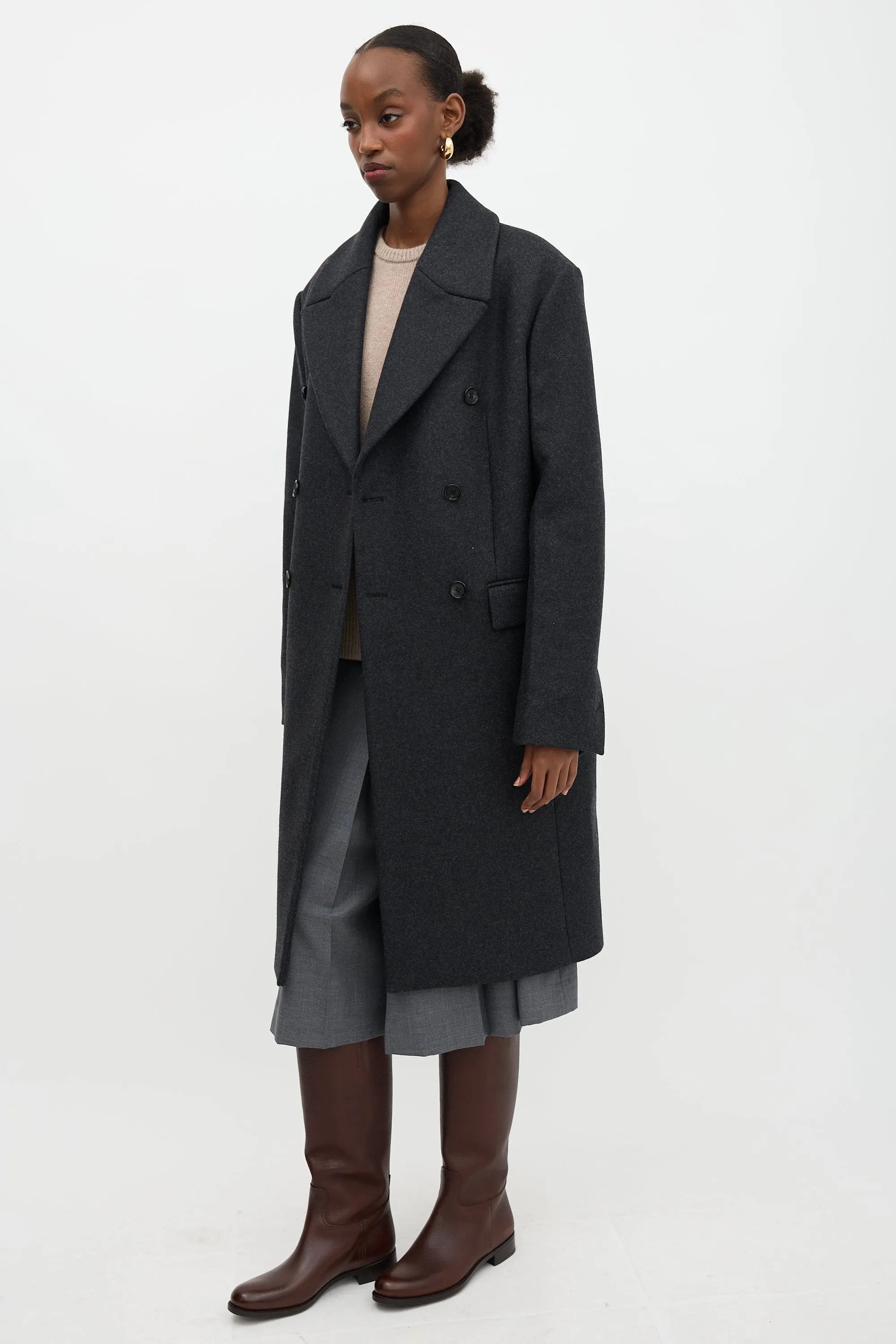 Wool Broad Midi Coat sold by VSP Consignment product image thumbnail 3