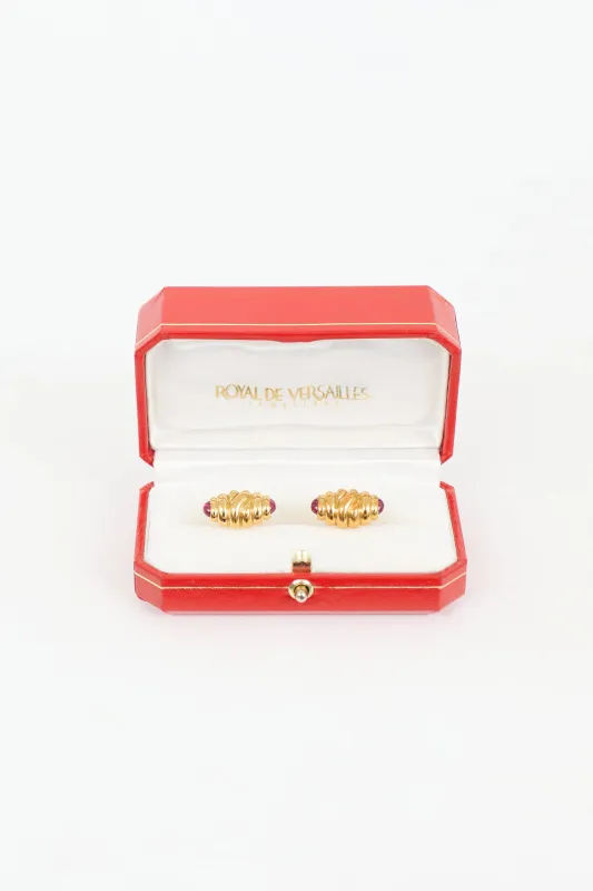 18K Gold & Gemstone Cuff Links sold by VSP Consignment