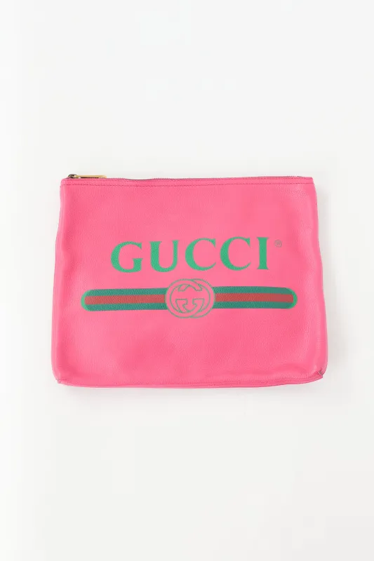 Leather Logo Portfolio Clutch sold by VSP Consignment