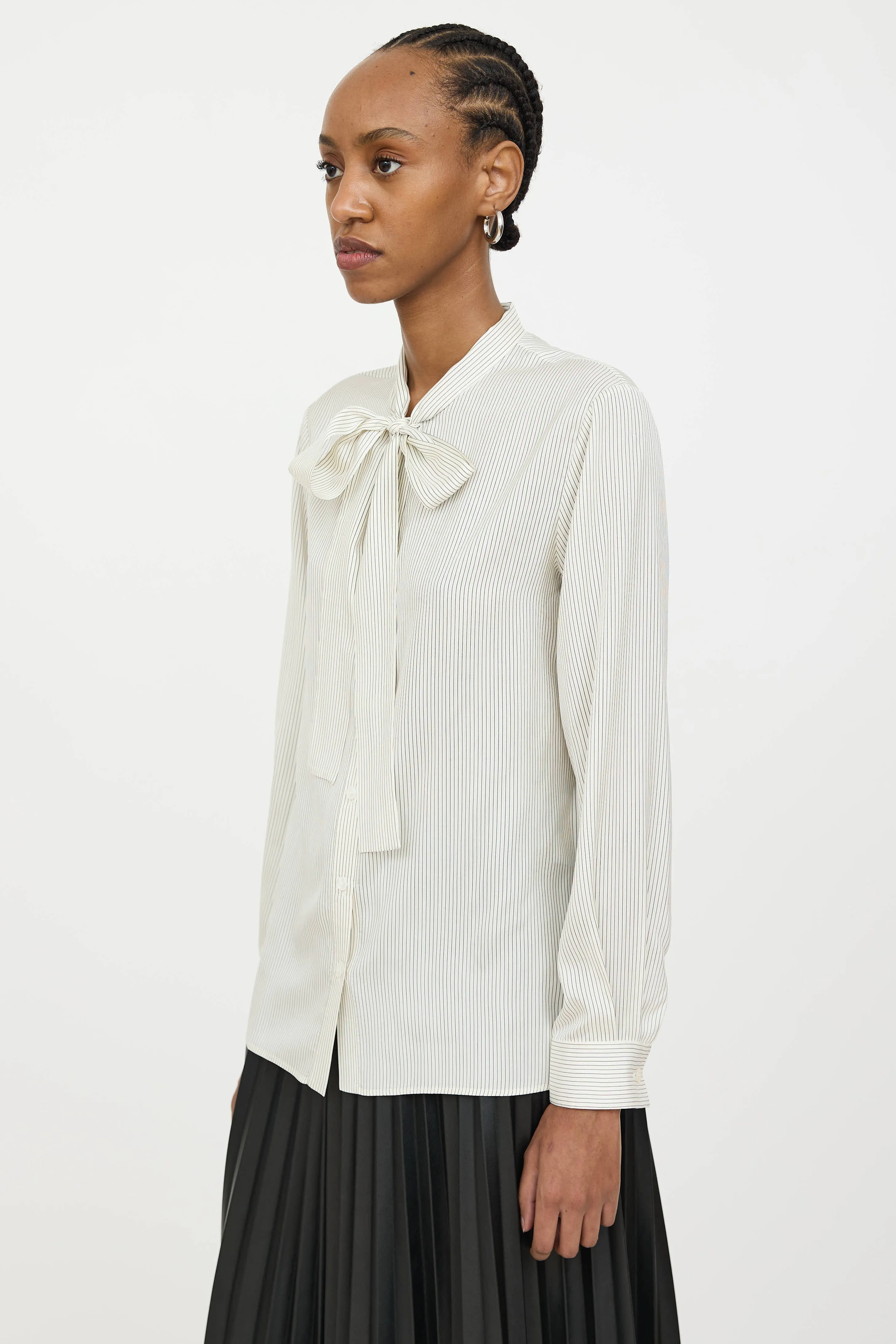 Silk Striped Tie Blouse sold by VSP Consignment product image thumbnail 3