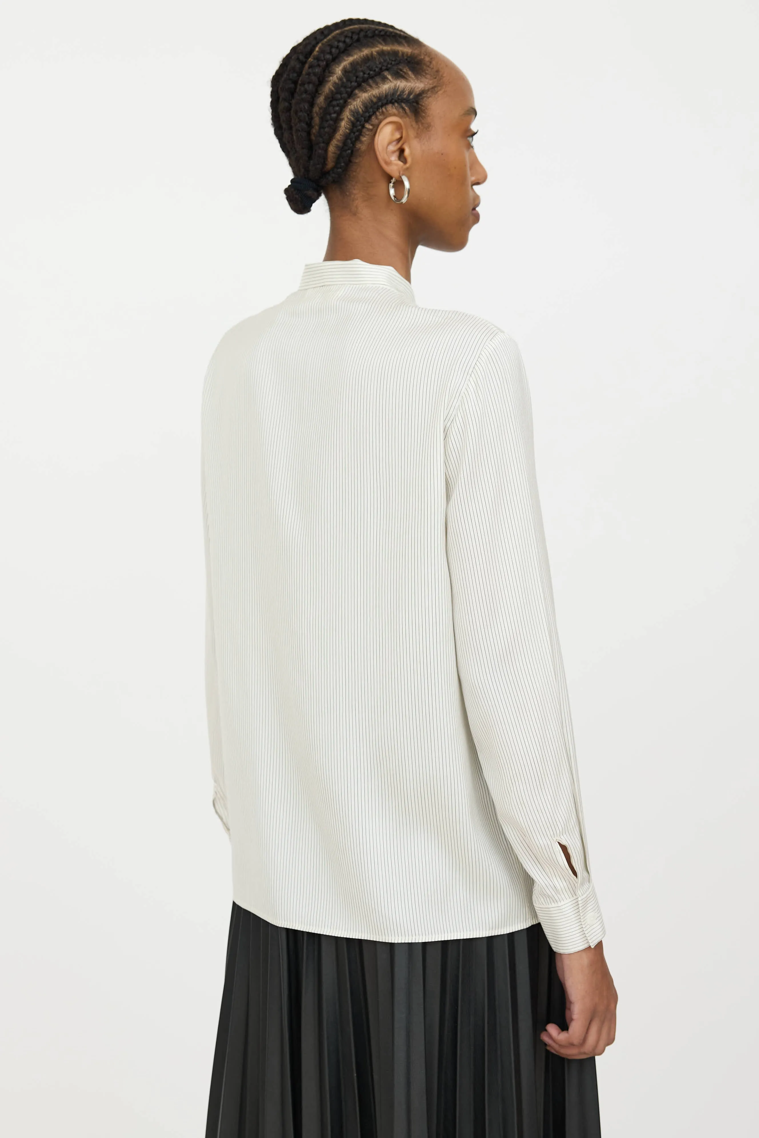 Silk Striped Tie Blouse sold by VSP Consignment product image thumbnail 4