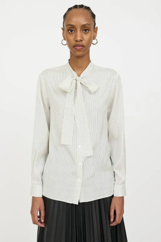 Silk Striped Tie Blouse sold by VSP Consignment