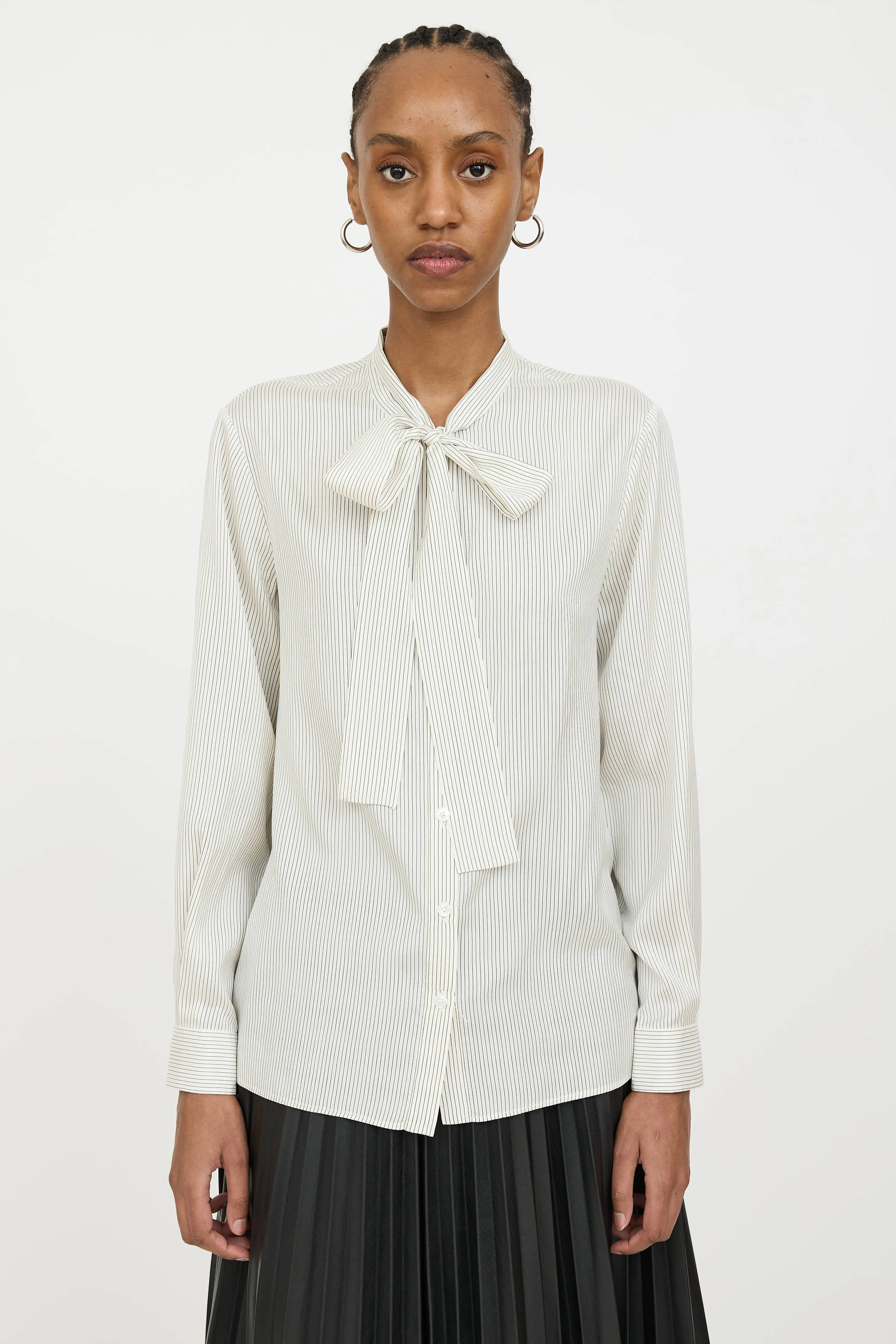 Silk Striped Tie Blouse sold by VSP Consignment