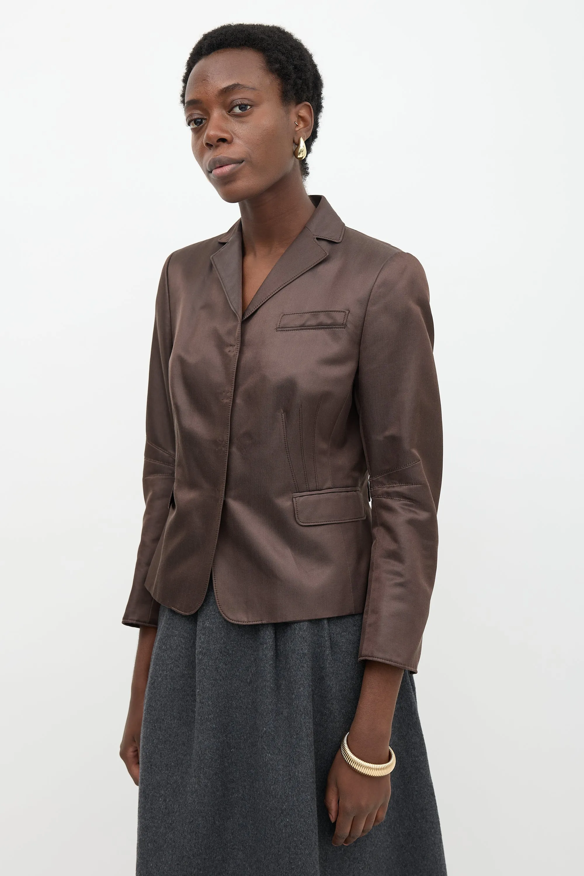 Silk Satin Tailored Blazer sold by VSP Consignment product image thumbnail 3
