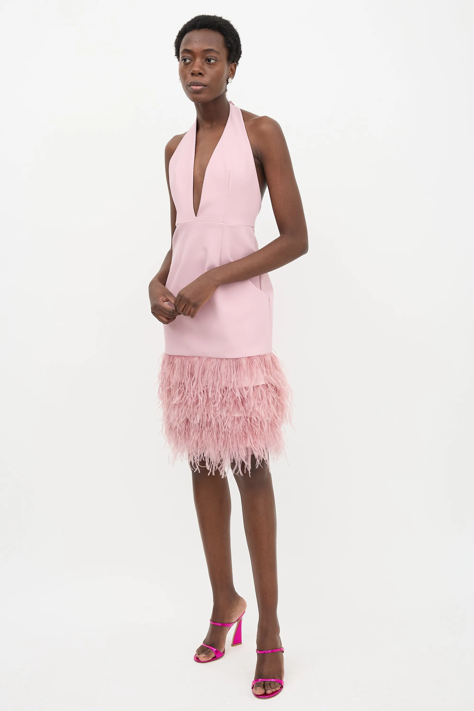 Feather Halter Dress sold by VSP Consignment product image thumbnail 3