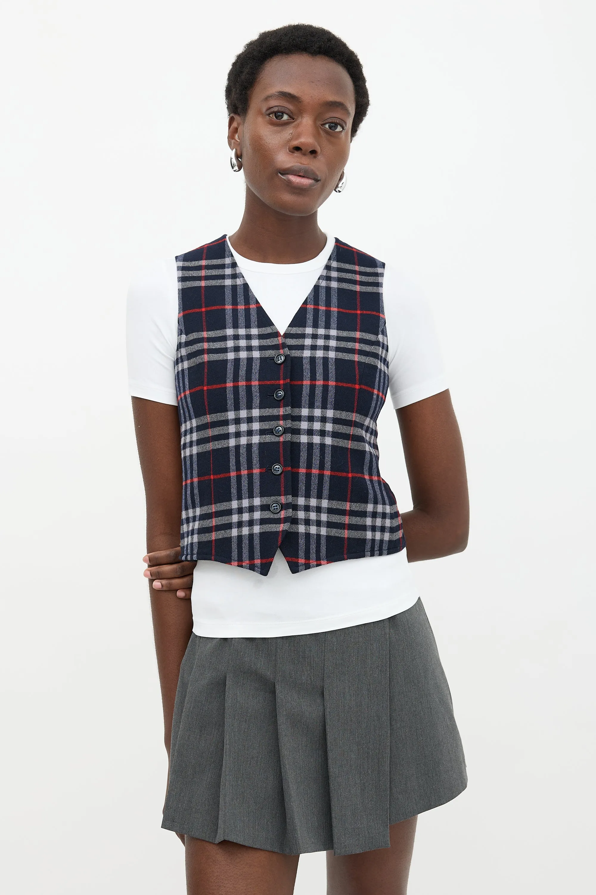 Wool Check Vest sold by VSP Consignment