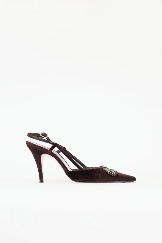 Velvet Beaded Slingback Pump sold by VSP Consignment