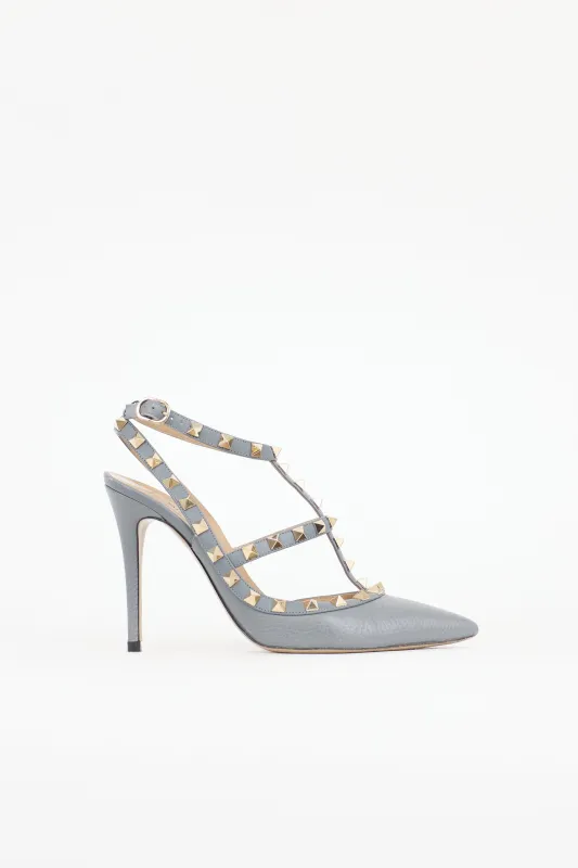 Leather Rockstud Cage Pump sold by VSP Consignment