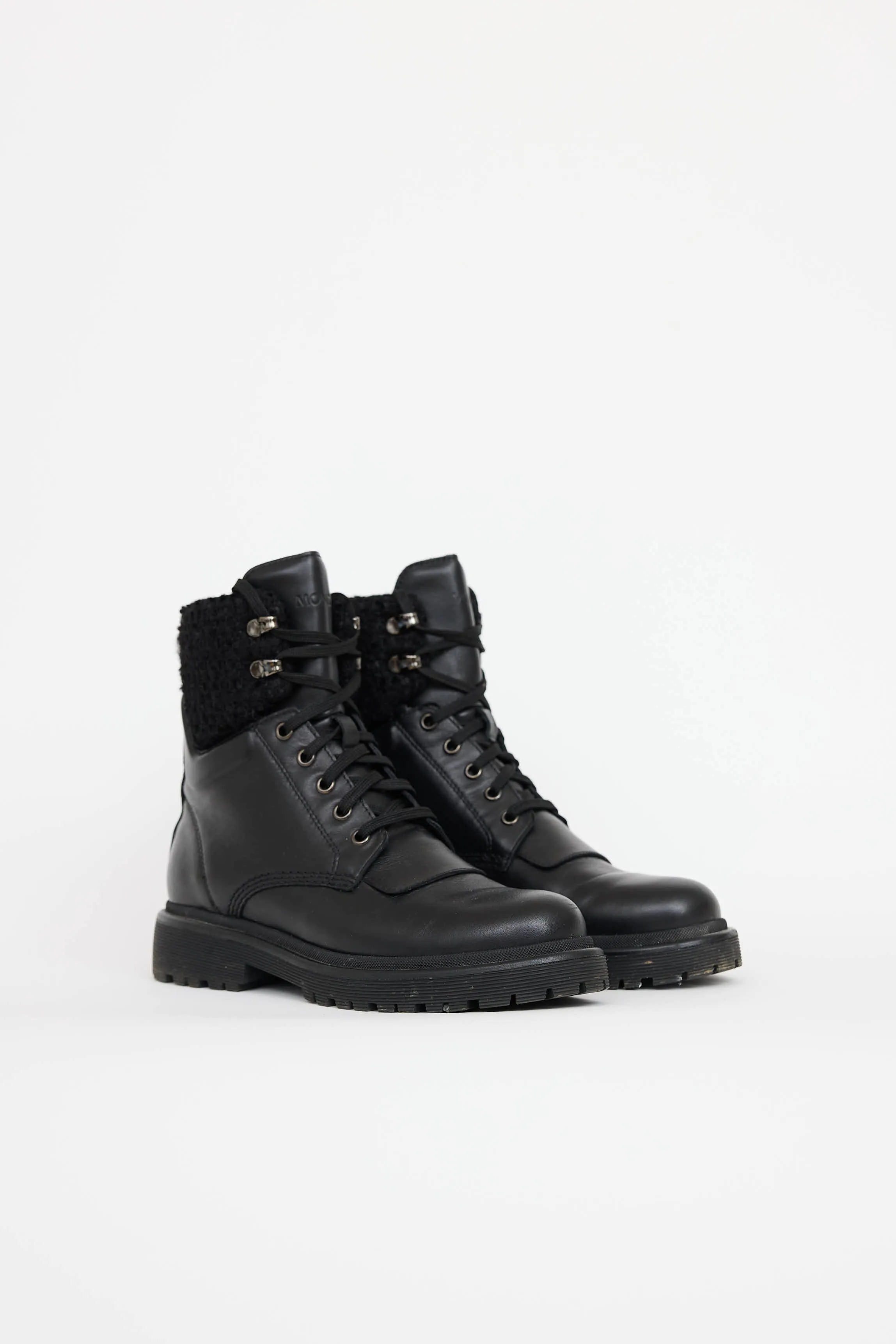 Leather & Tweed Combat Boot sold by VSP Consignment product image thumbnail 2