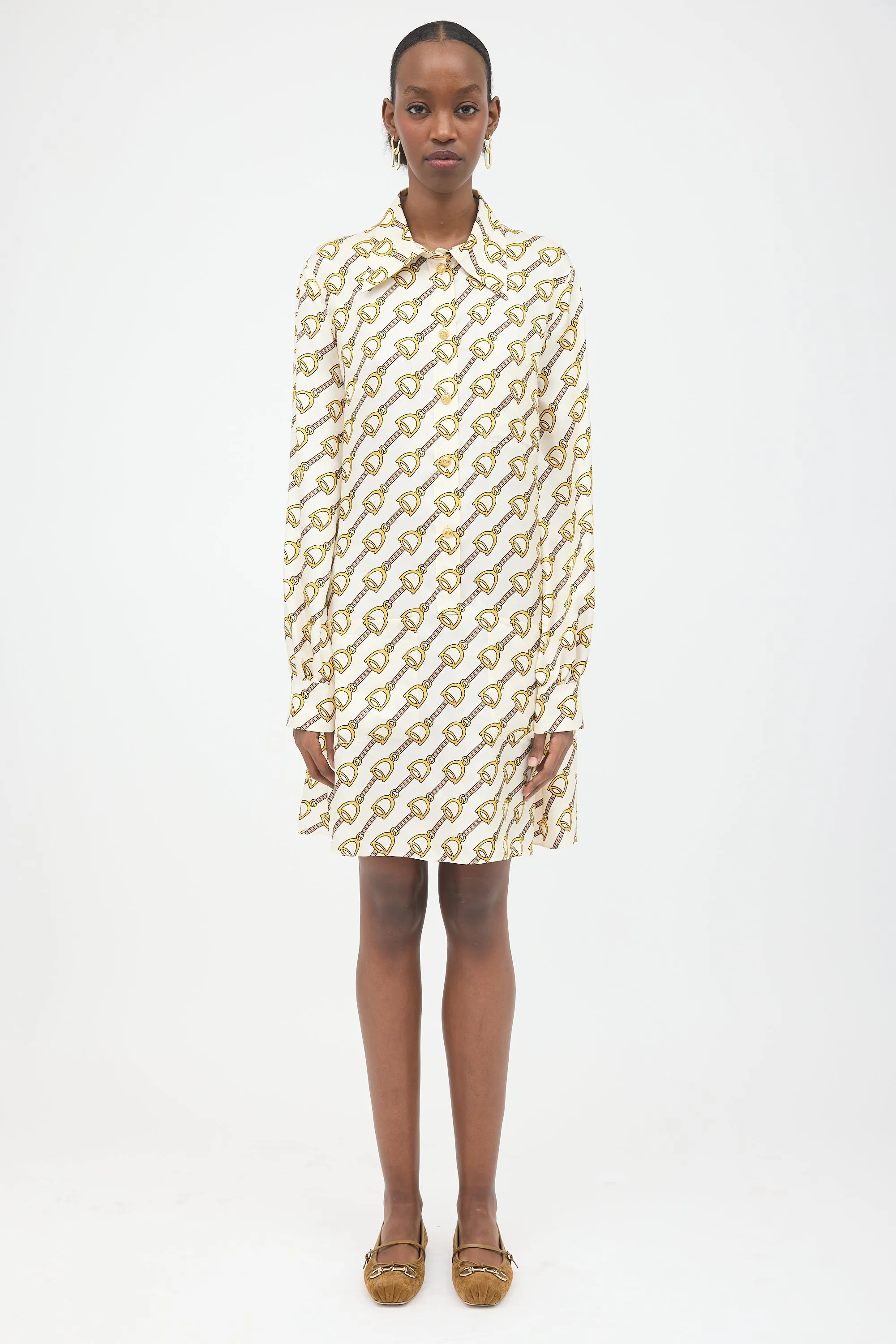 Silk Printed Shirt Dress sold by VSP Consignment product image thumbnail 2