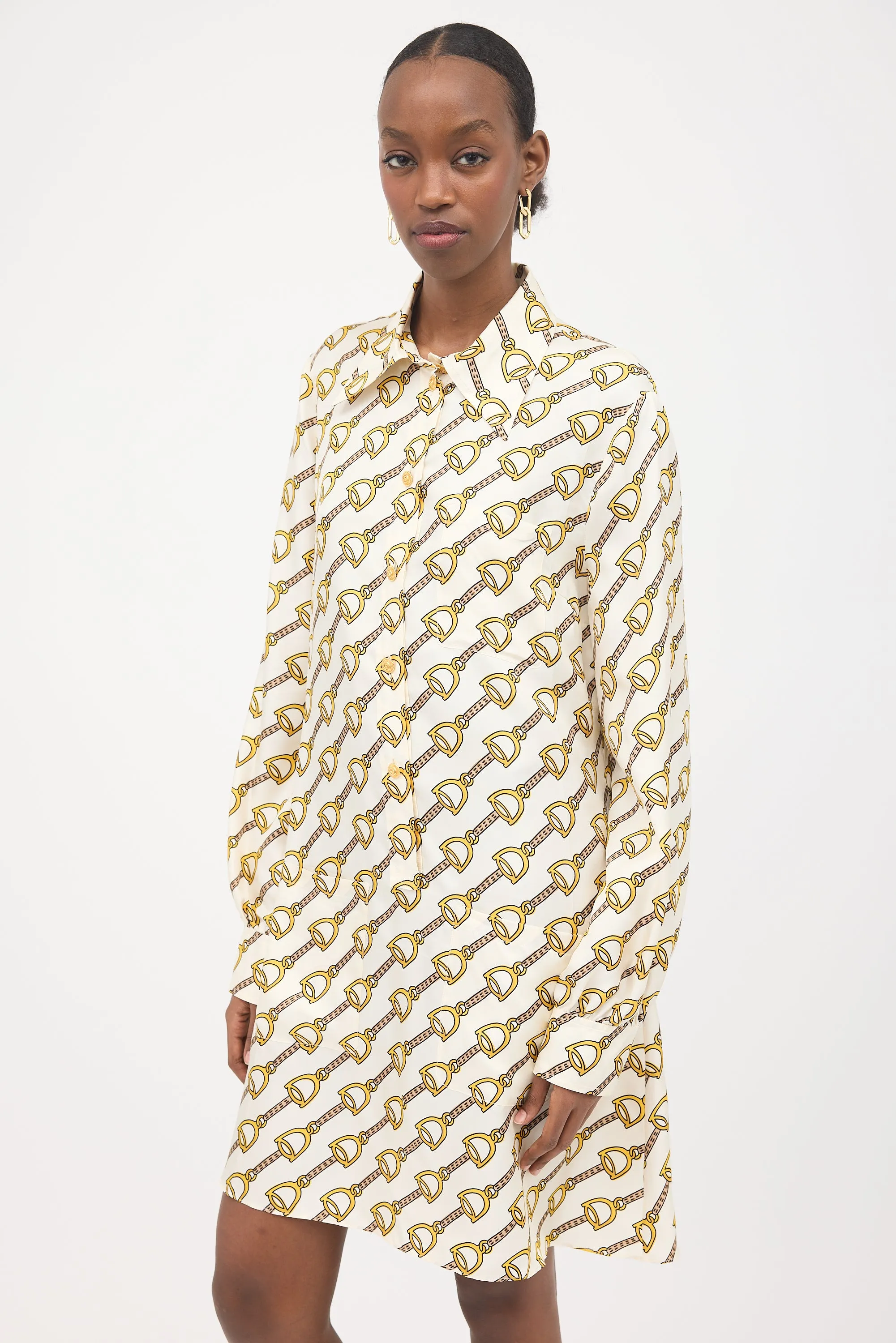 Silk Printed Shirt Dress sold by VSP Consignment product image thumbnail 3