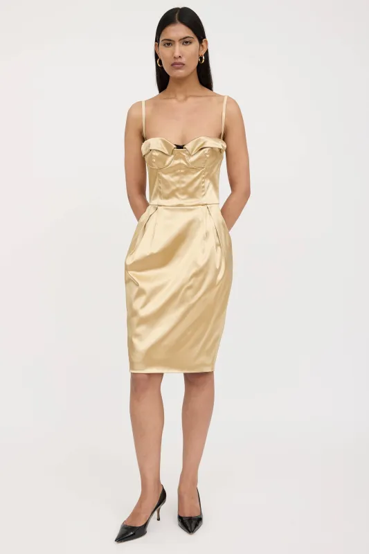 2006 Metallic Satin Bustier Dress made by Dolce & Gabanna