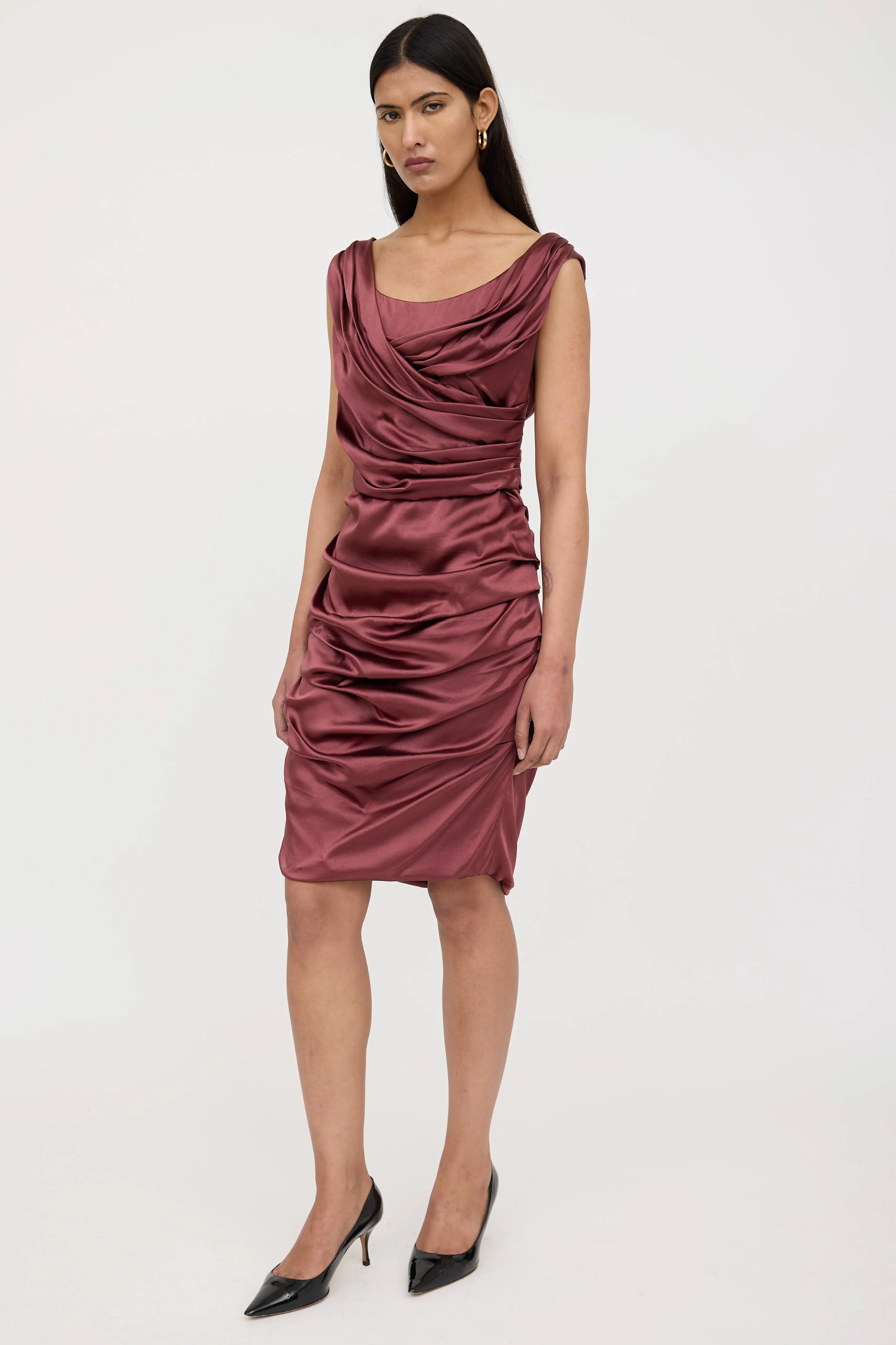 Silk Ruched Midi Dress sold by VSP Consignment product image thumbnail 3
