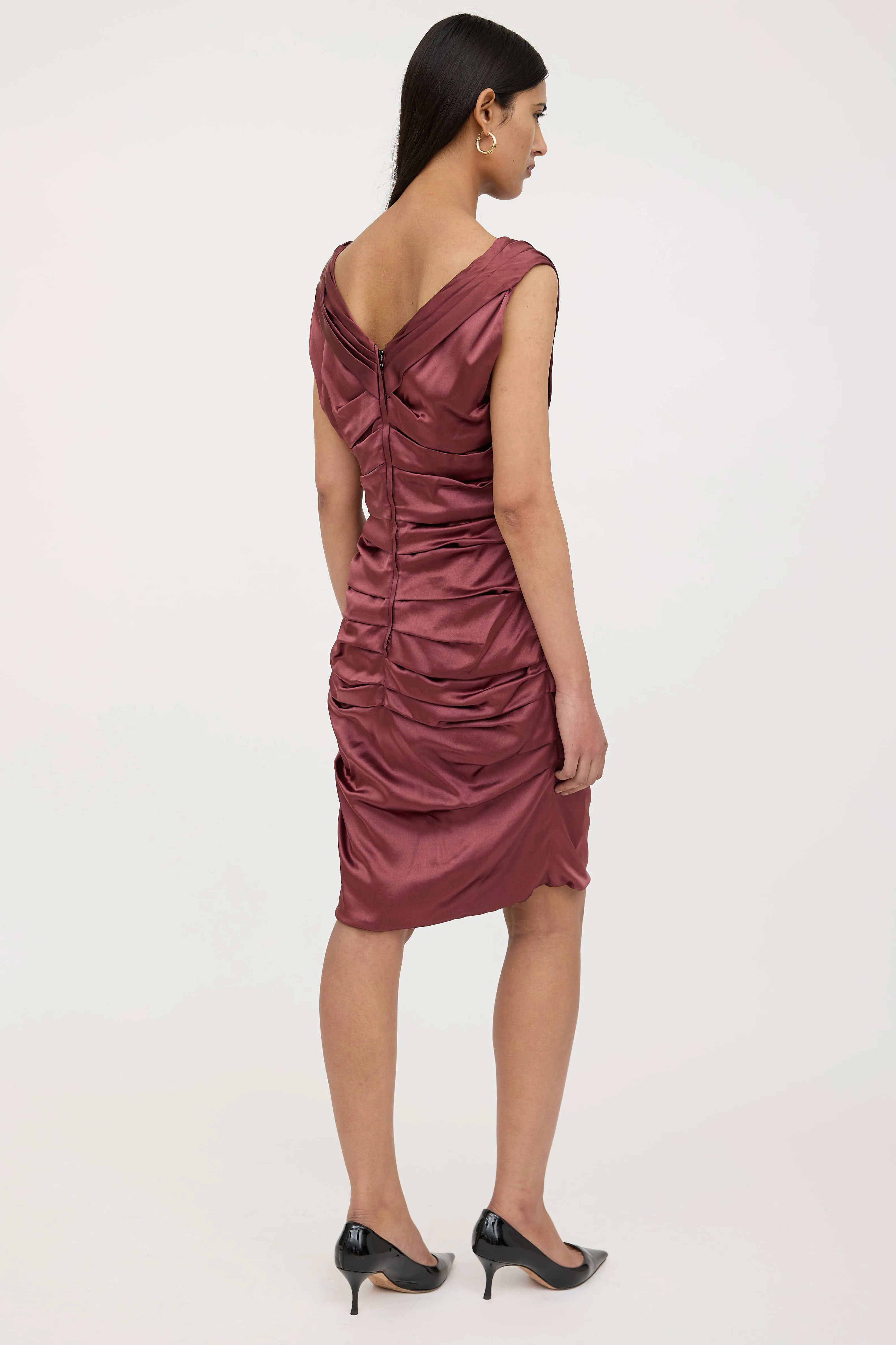 Silk Ruched Midi Dress sold by VSP Consignment product image thumbnail 4