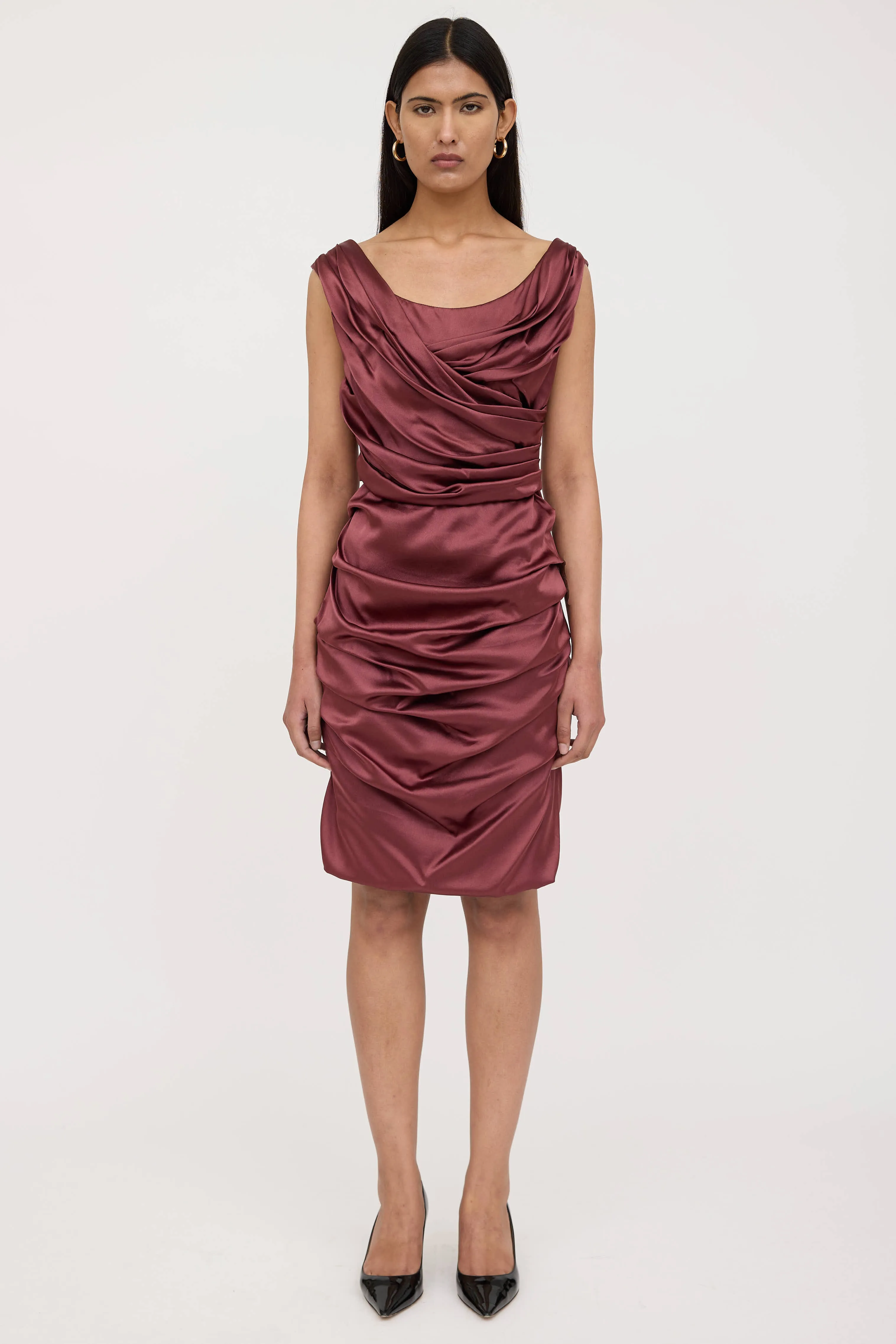 Silk Ruched Midi Dress sold by VSP Consignment