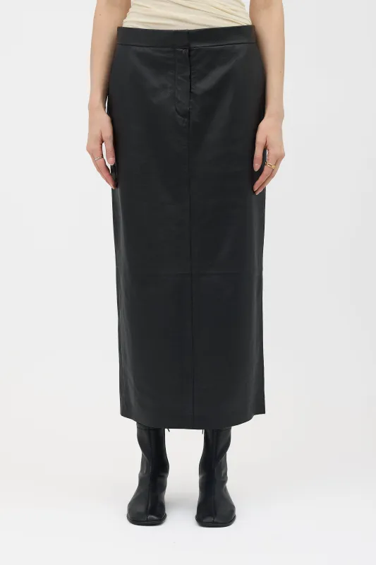 Leather Sebas Midi Skirt made by The Row
