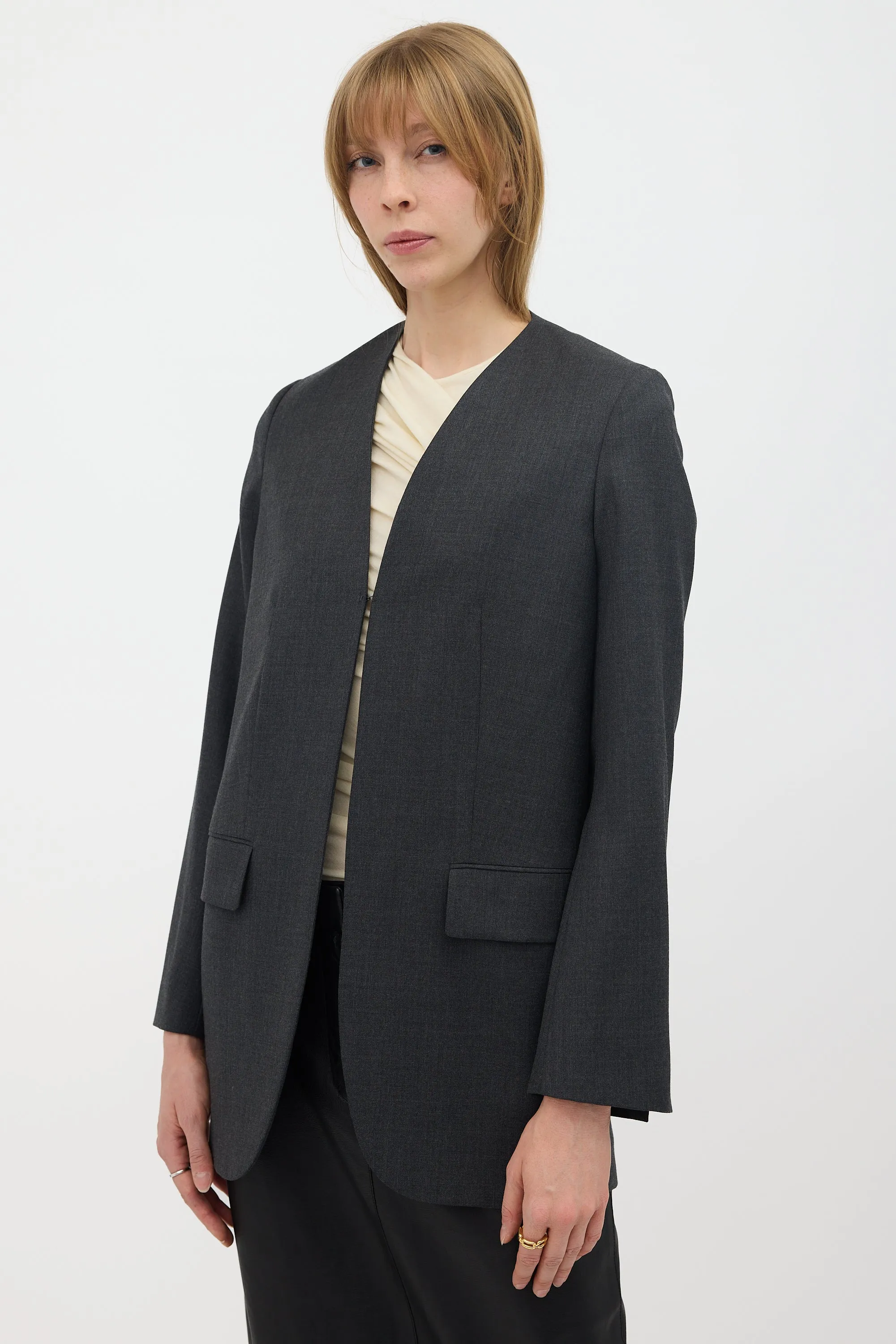 Wool Fie Collarless Blazer sold by VSP Consignment product image thumbnail 3