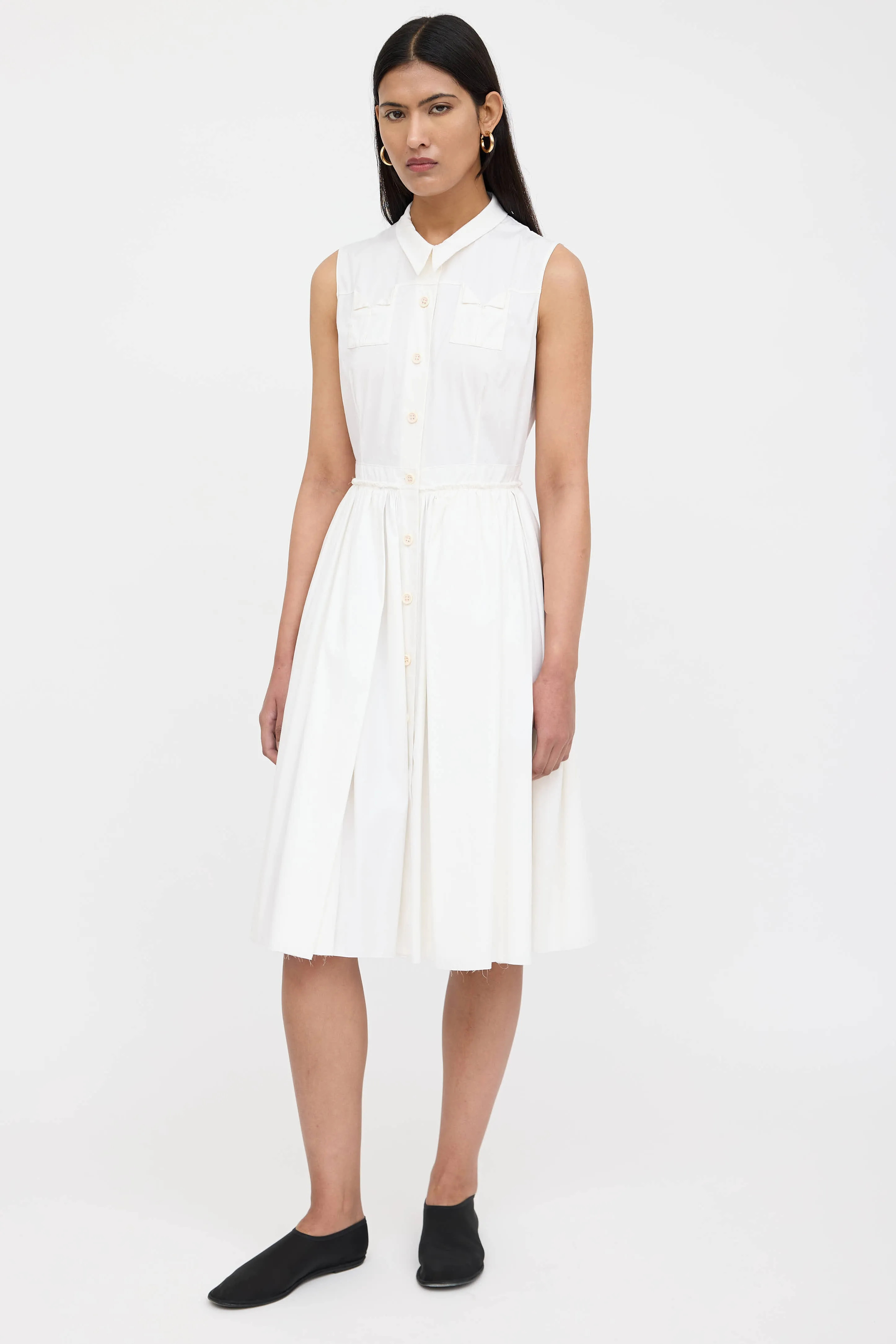 Poplin Pleated Shirt Dress sold by VSP Consignment product image thumbnail 4