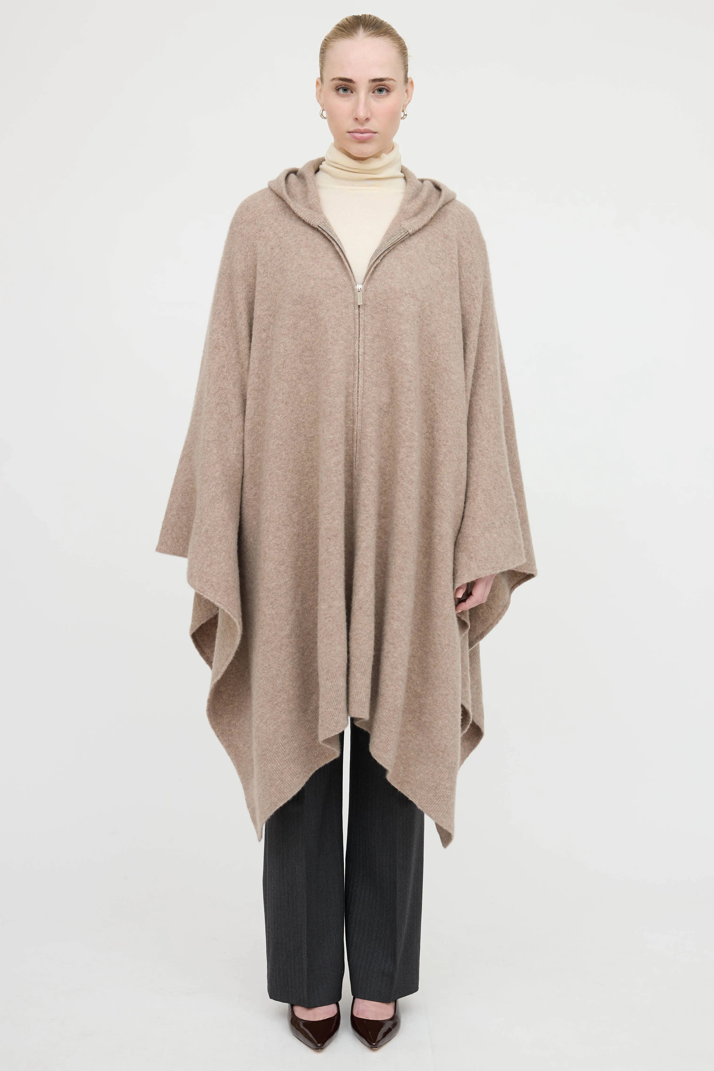 Cashmere Hooded Zip Cape sold by VSP Consignment product image thumbnail 3