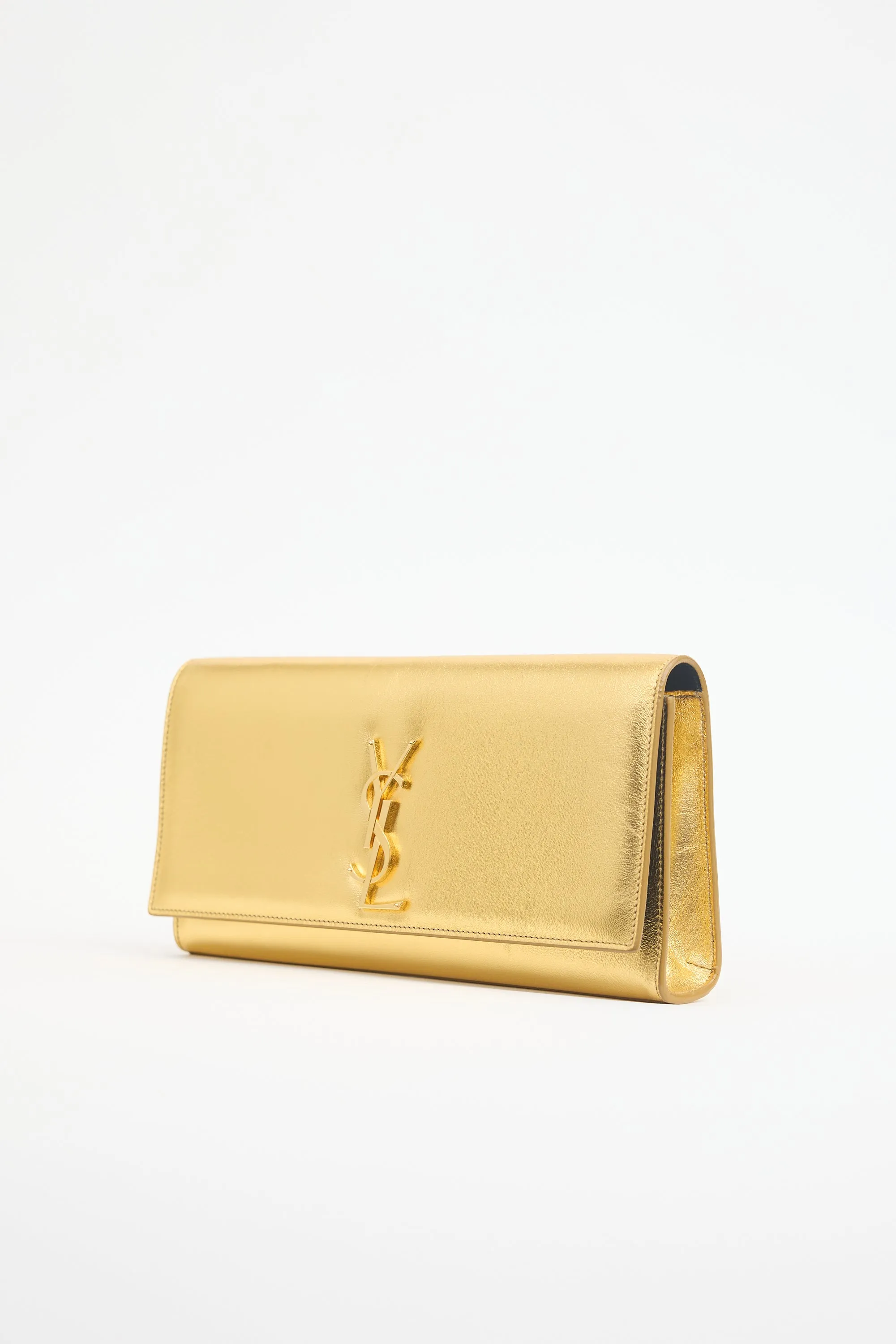 Metallic Leather Cassandre Logo Clutch sold by VSP Consignment product image thumbnail 2