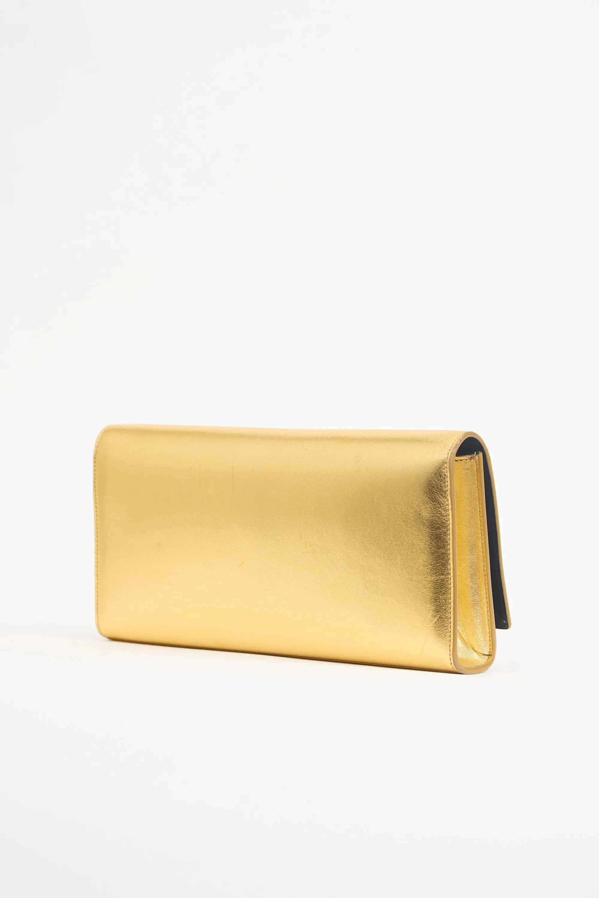 Metallic Leather Cassandre Logo Clutch sold by VSP Consignment product image thumbnail 4
