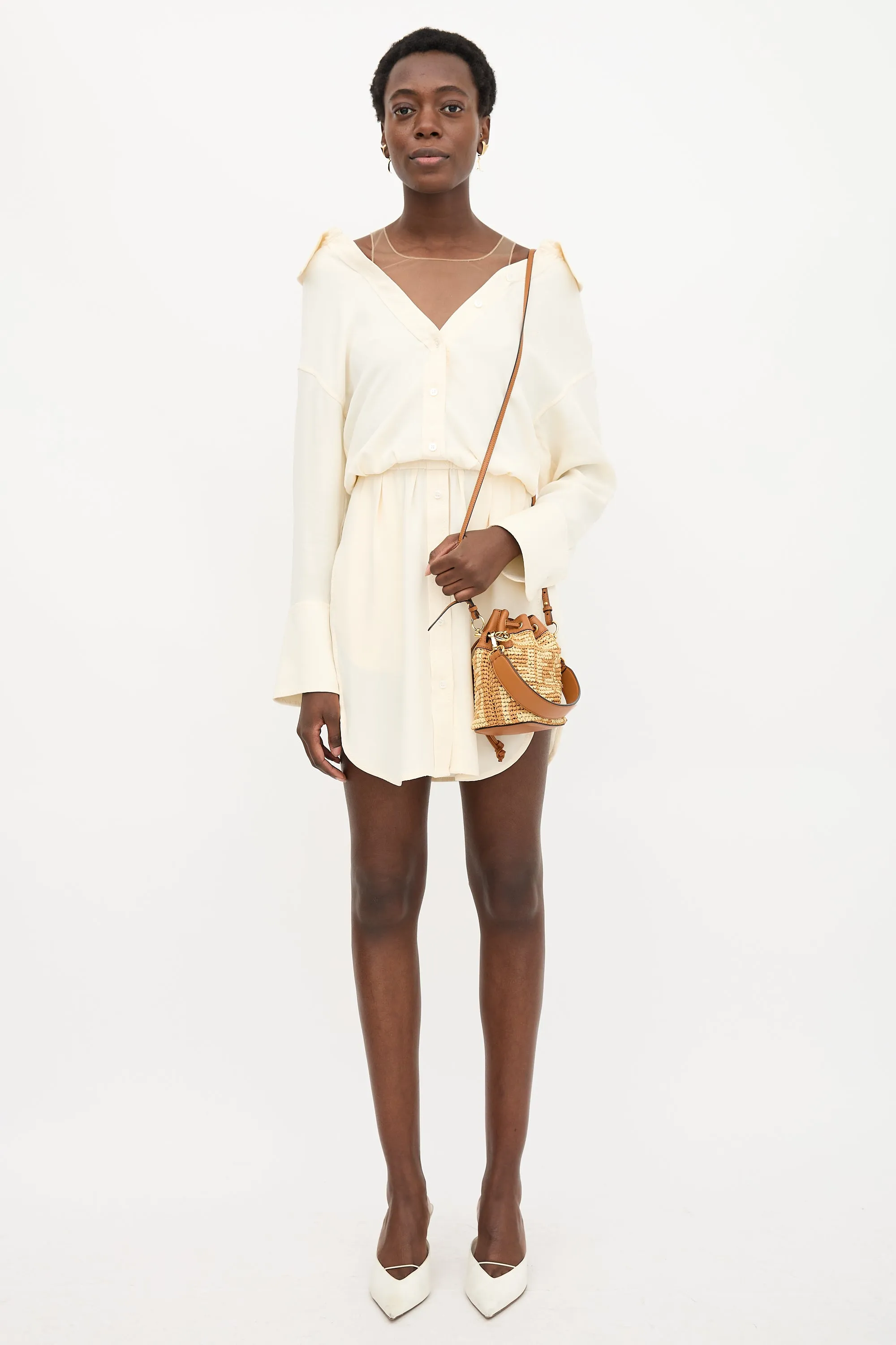 Raffia FF Mini Mon Tresor Bucket Bag sold by VSP Consignment product image thumbnail 2