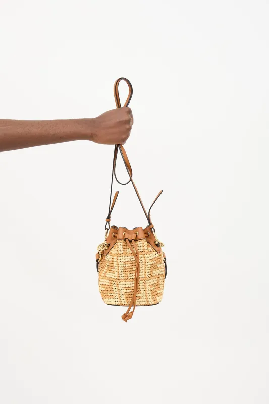 Raffia FF Mini Mon Tresor Bucket Bag sold by VSP Consignment