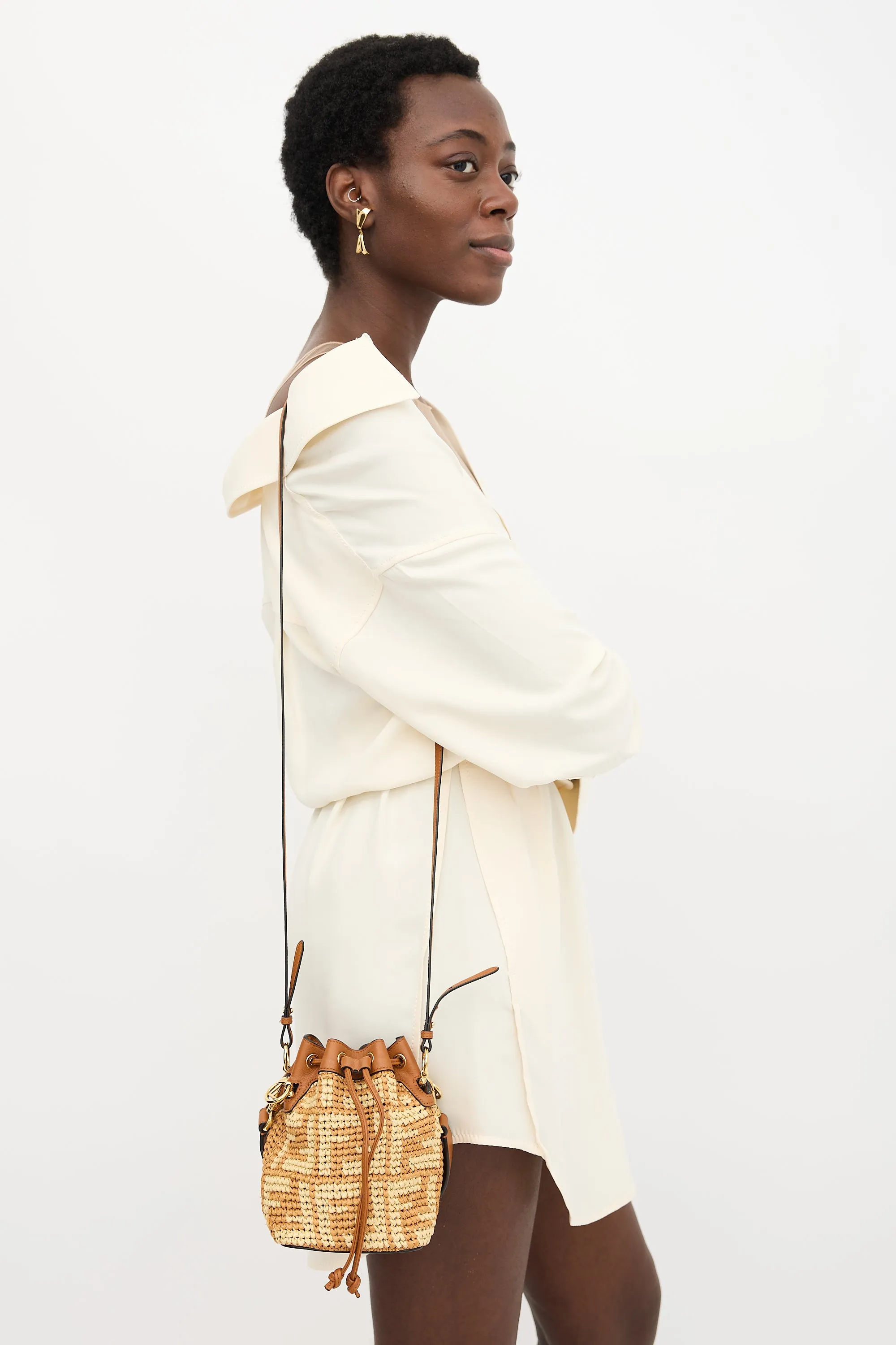 Raffia FF Mini Mon Tresor Bucket Bag sold by VSP Consignment product image thumbnail 4