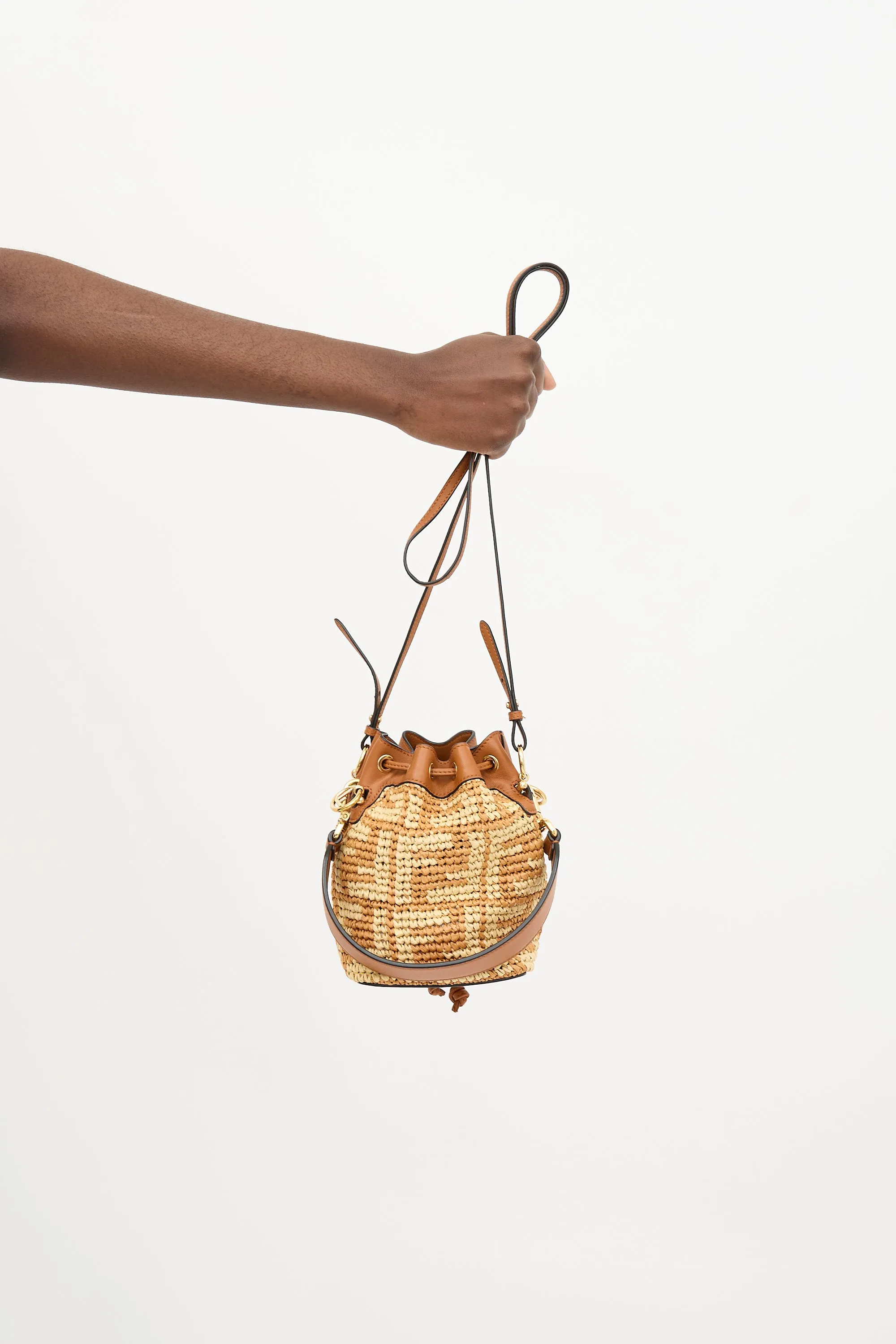 Raffia FF Mini Mon Tresor Bucket Bag sold by VSP Consignment product image thumbnail 3