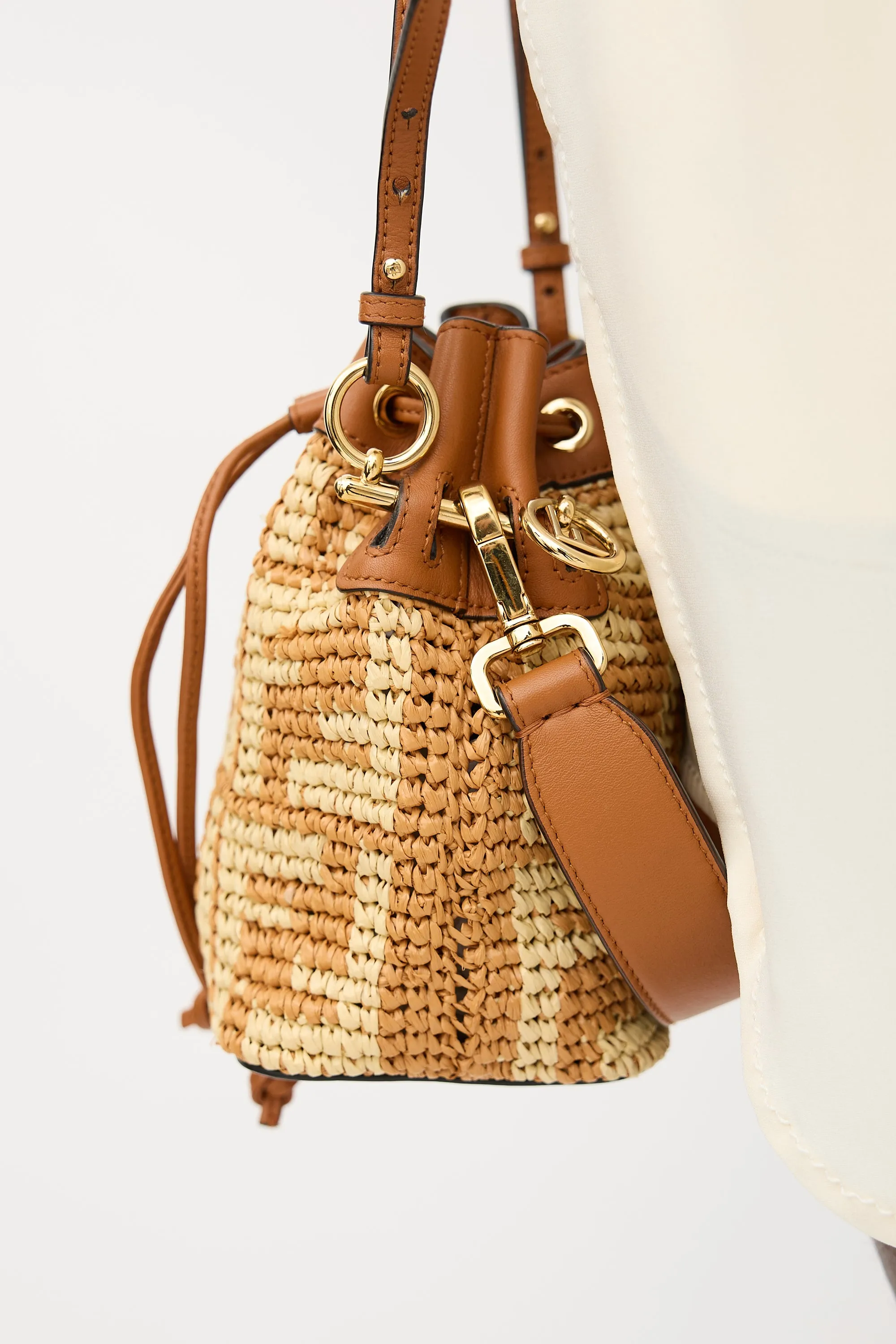 Raffia FF Mini Mon Tresor Bucket Bag sold by VSP Consignment product image thumbnail 5